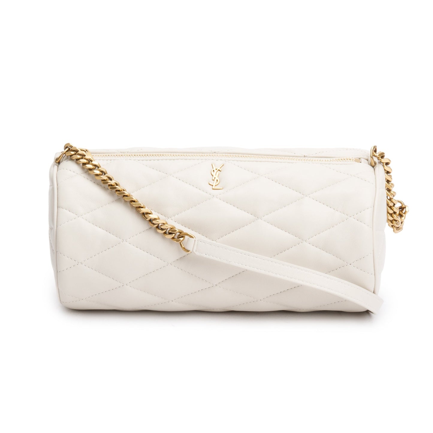 YSL Saint Laurent Lambskin Small Sade Tube Bag Leather Quilted Travel Bag