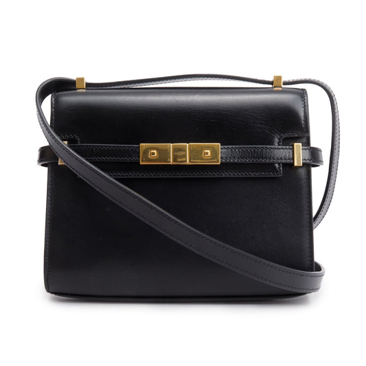 YSL Saint Laurent Box Mini Manhattan Bag Leather Black Travel Bag