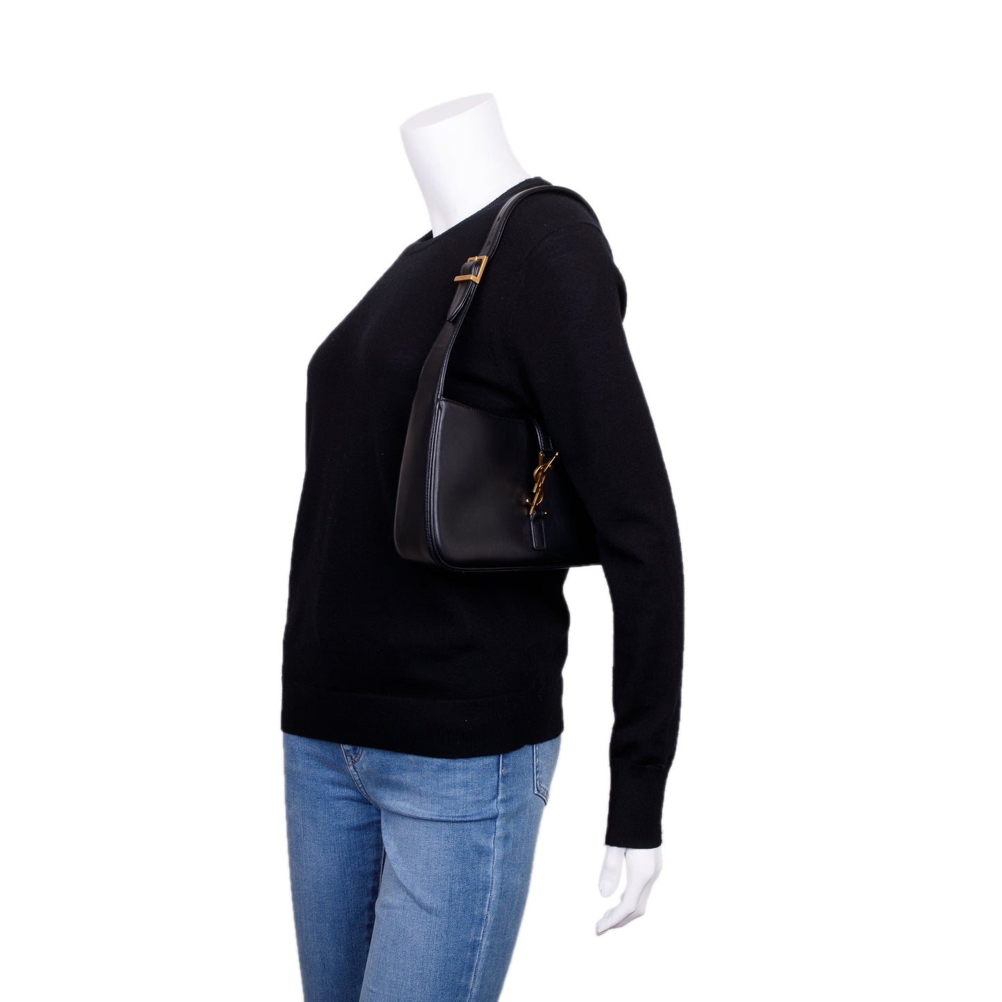 YSL Saint Laurent Calfskin Le Hobo Bag Leather Black Shoulder Bag