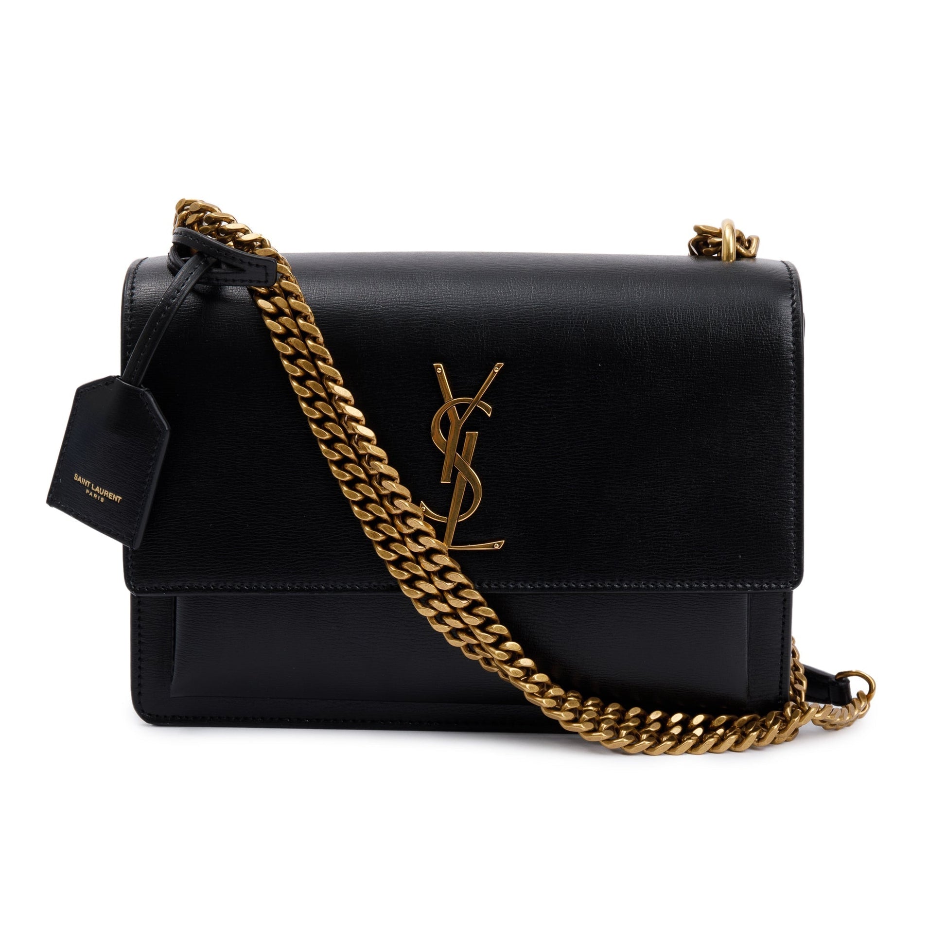 YSL Saint Laurent Sunset Bag Leather Black Travel Bag