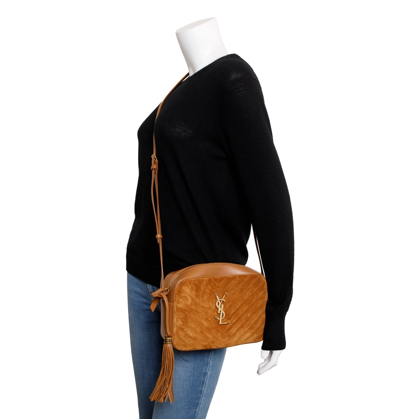 YSL Saint Laurent Brown & Smooth Lou Camera Bag Leather Suede Crossbody Bag