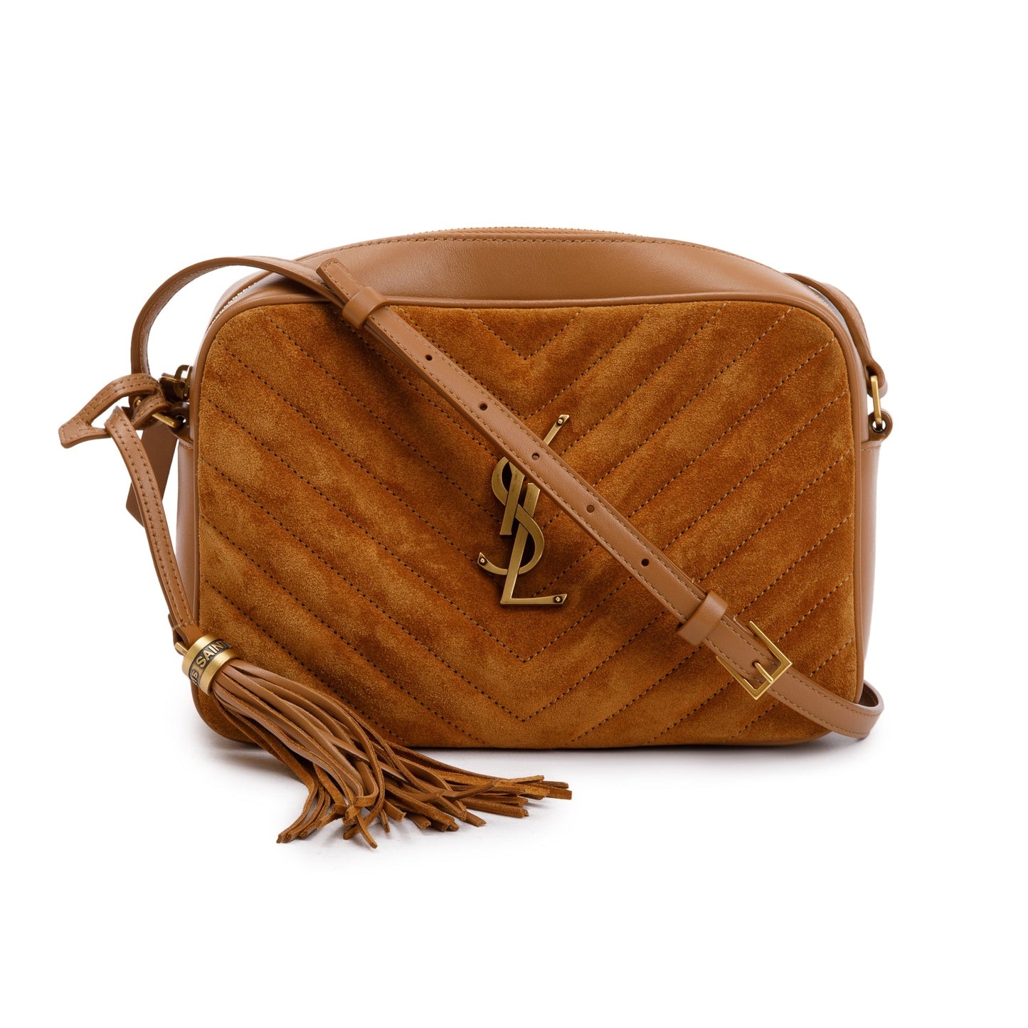 YSL Saint Laurent Brown & Smooth Lou Camera Bag Leather Suede Crossbody Bag