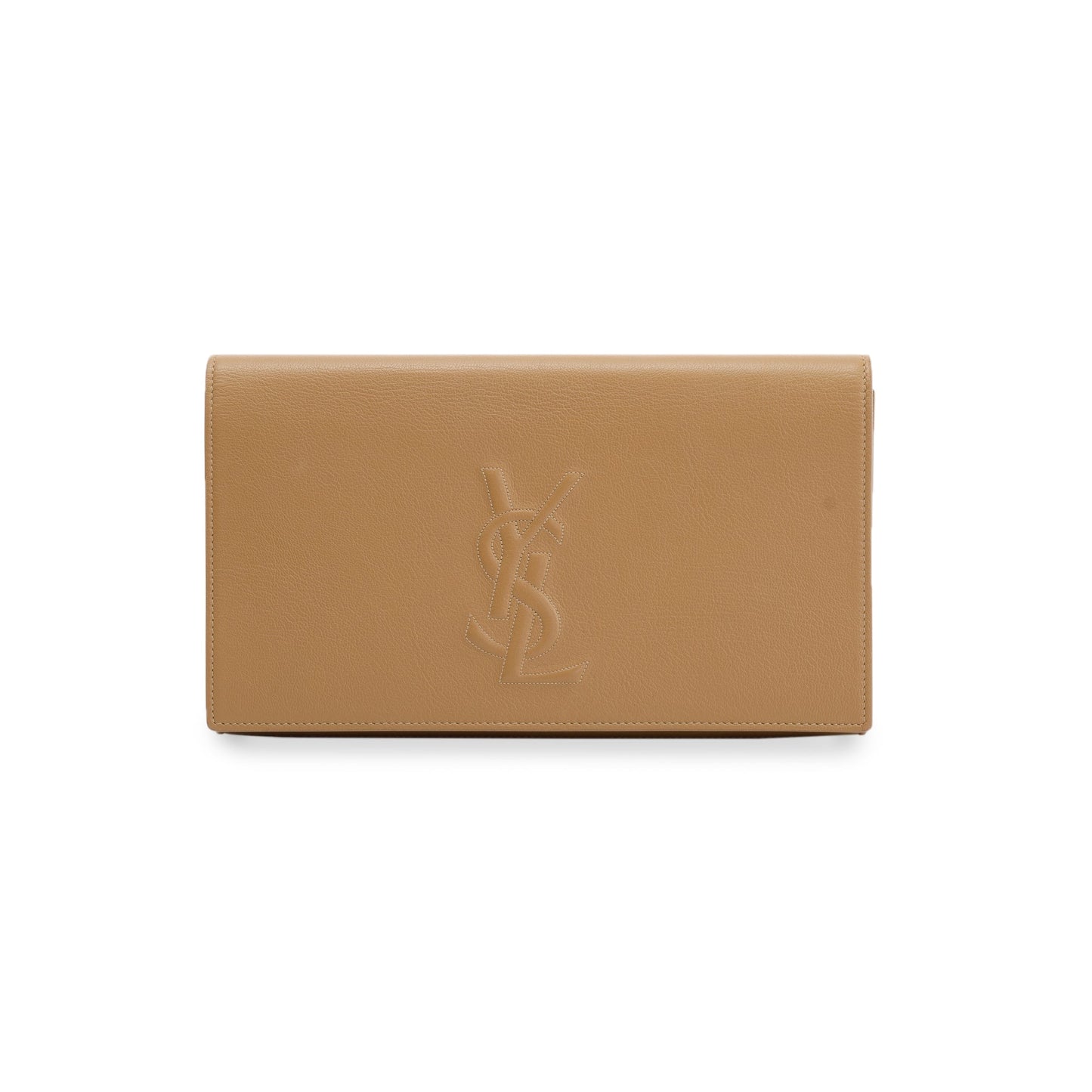YSL Saint Laurent Calfskin Belle De Jour Clutch Leather Beige Clutch Bag