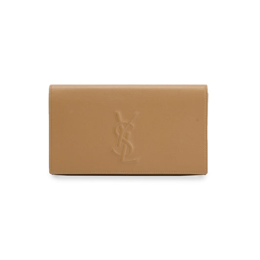 YSL Saint Laurent Calfskin Belle De Jour Clutch Leather Beige Clutch Bag