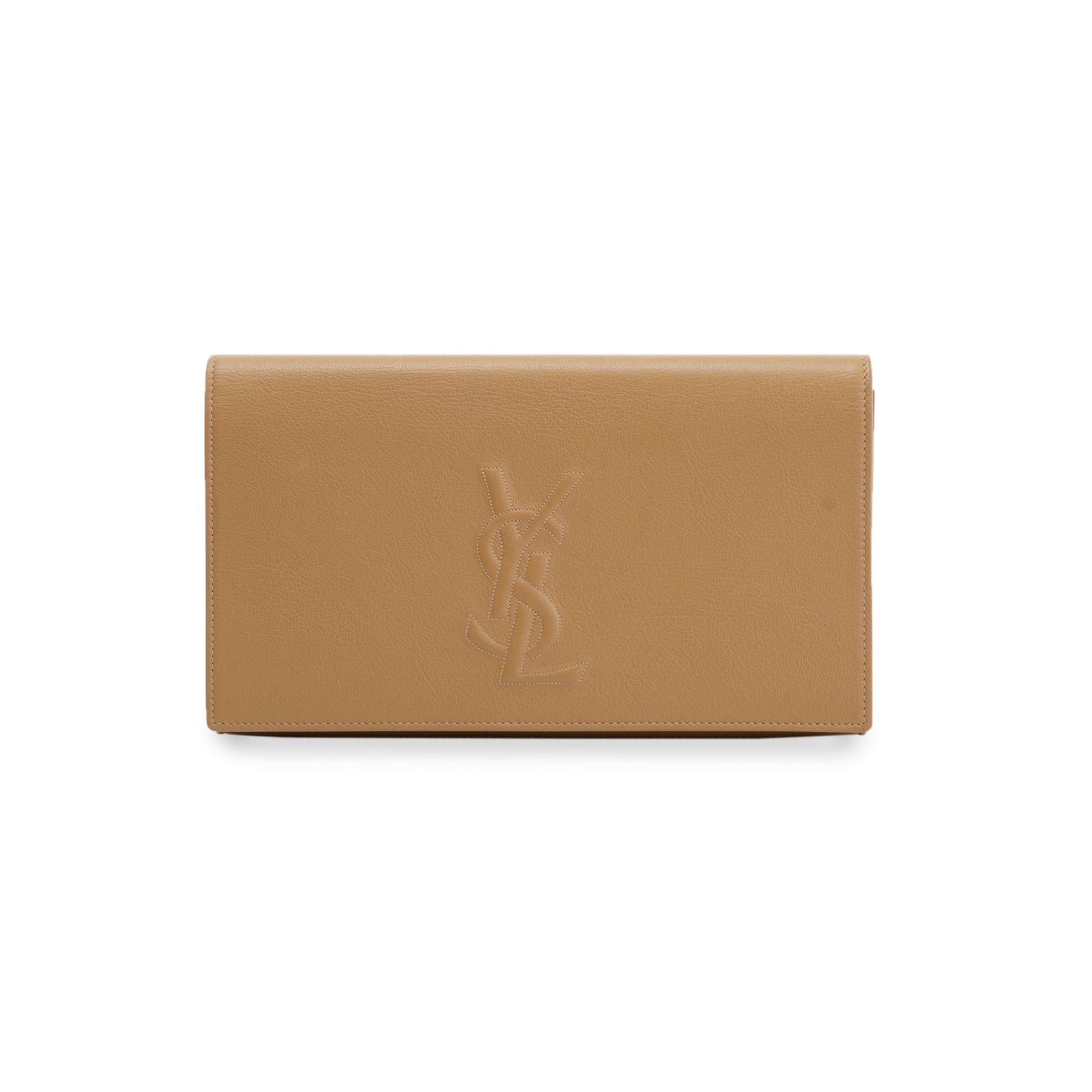 YSL Saint Laurent Calfskin Belle De Jour Clutch Leather Beige Clutch Bag