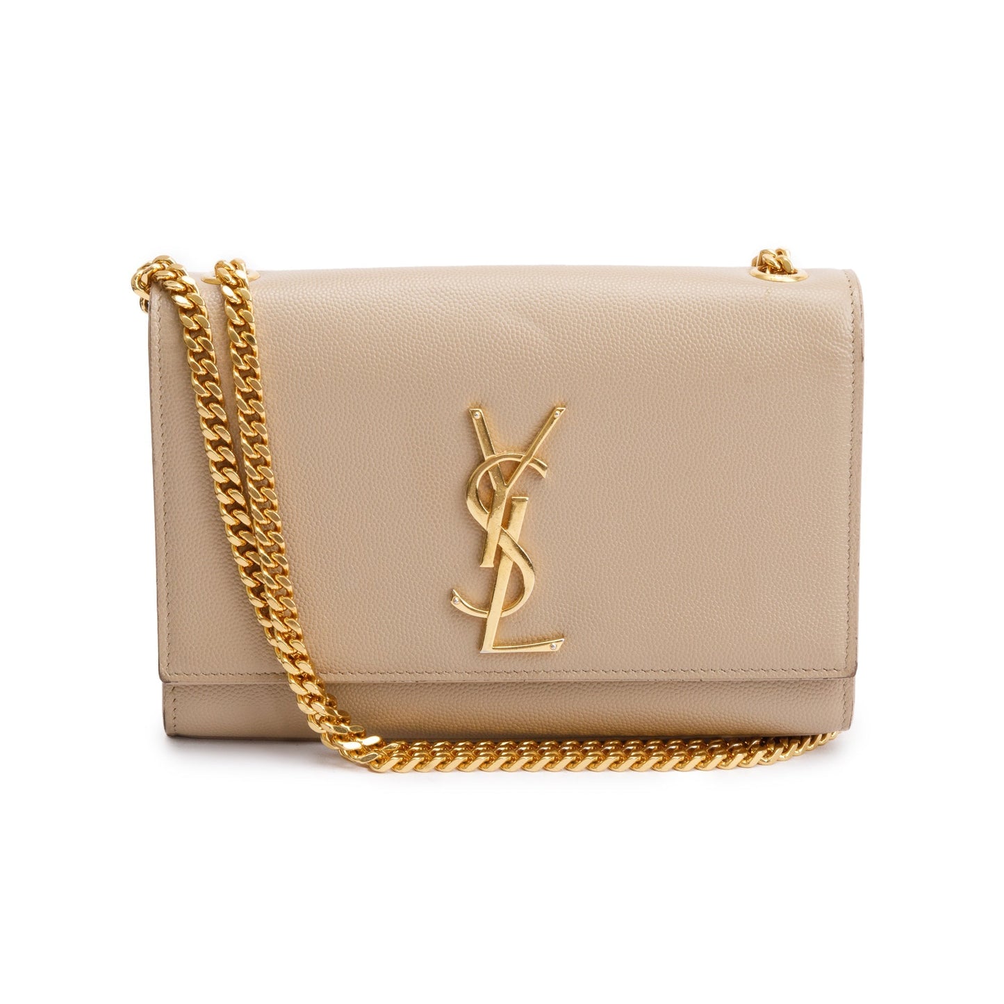 YSL Saint Laurent Grain De Poudre Kate Bag Leather Beige Travel Bag