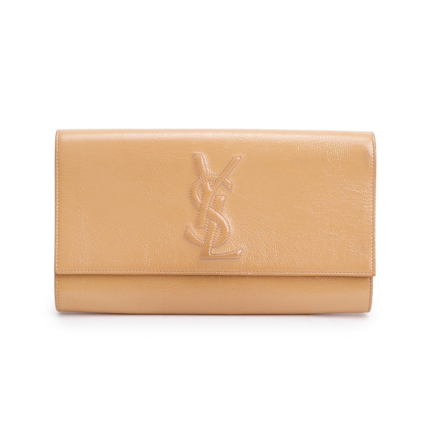 YSL Saint Laurent Patent Belle De Jour Clutch Leather Beige Clutch Bag