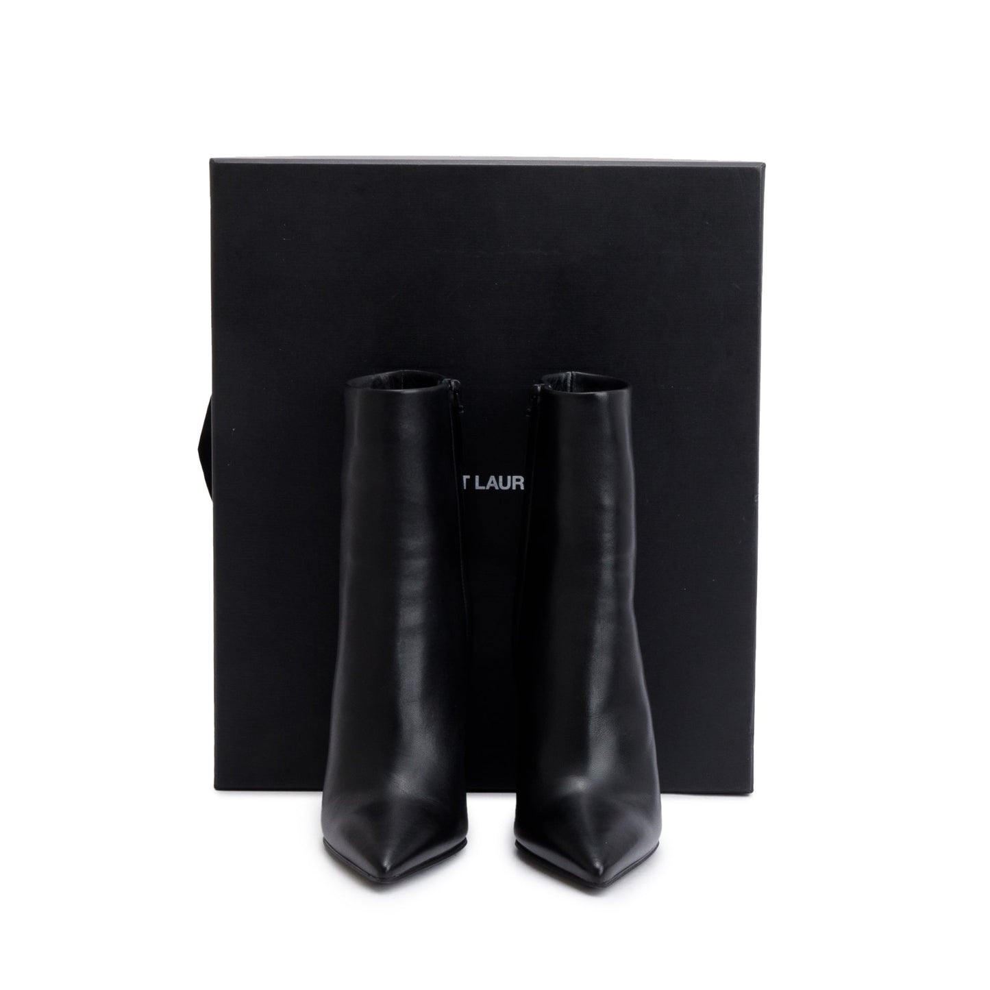 YSL Saint Laurent Calf Opyum Booties Size Travel Bag Leather Black Shoes