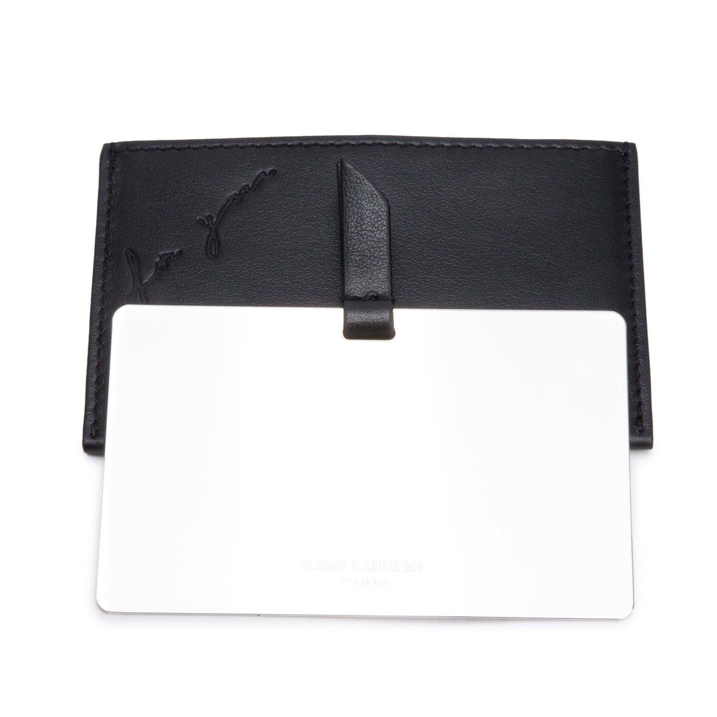 YSL Saint Laurent Calfskin For You Holder With Travel Bag Leather Black