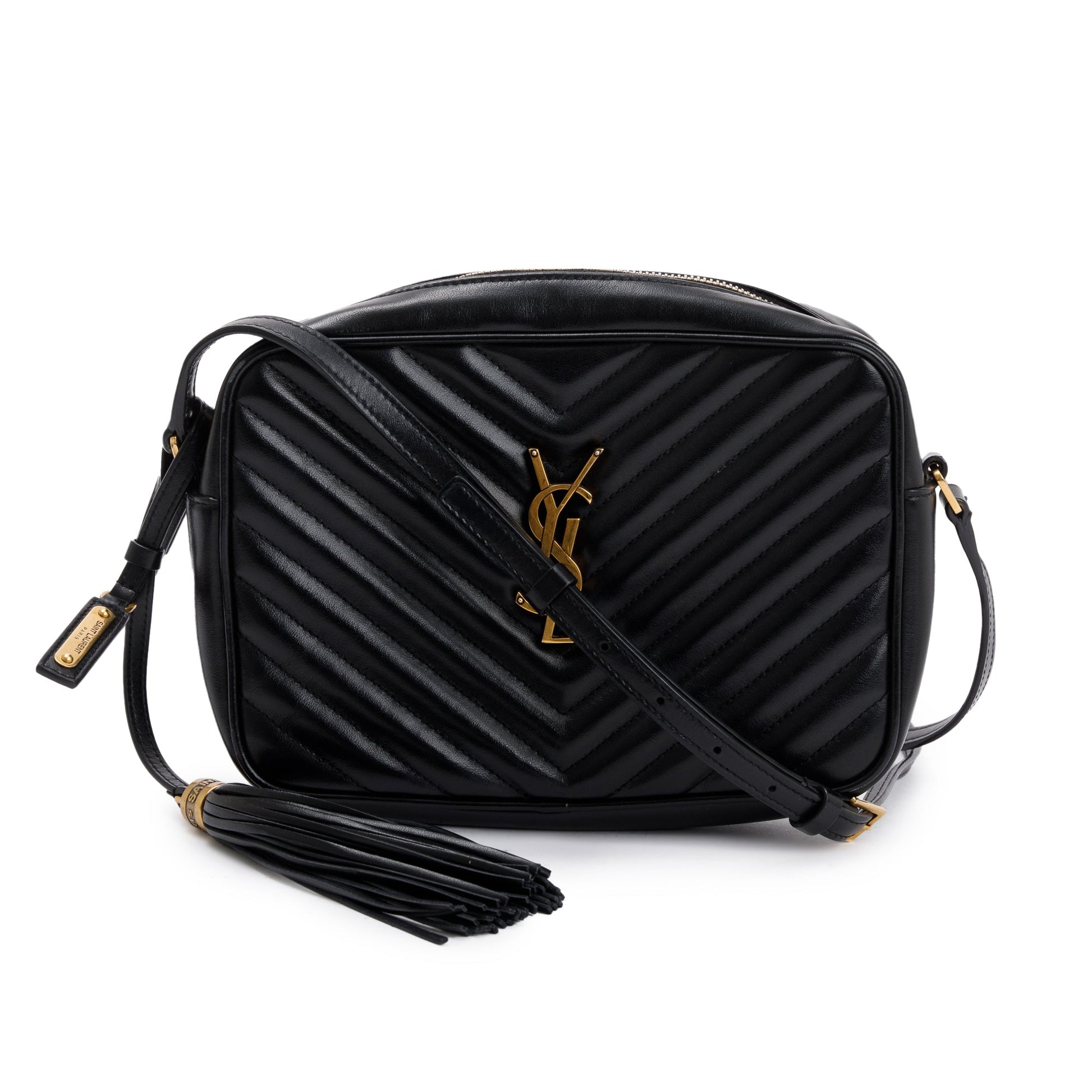 YSL Saint Laurent Calfskin Lou Camera Bag Leather Black Crossbody Bag