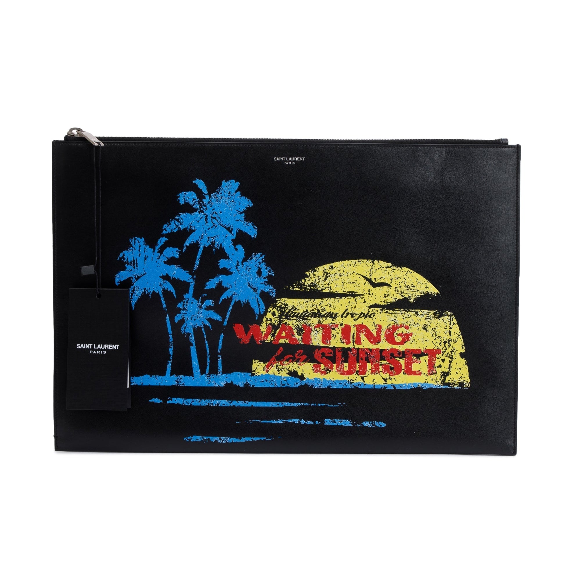 YSL Saint Laurent Calfskin Waiting For Sunset Sac De Jour Black Large Travel Bag