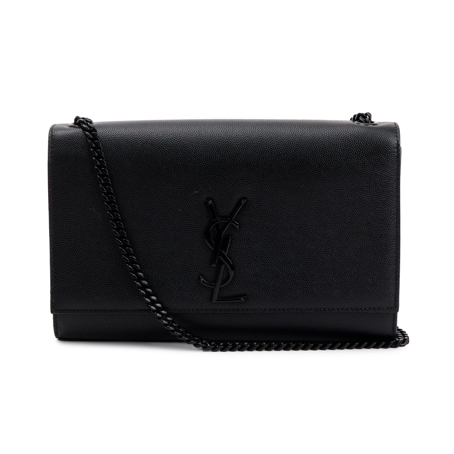 YSL Saint Laurent Grained De Poudre Kate Bag Leather Black Travel Bag