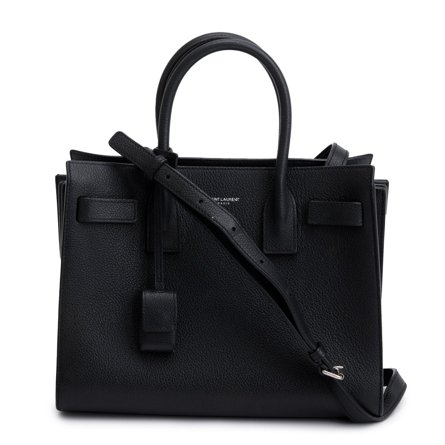 YSL Saint Laurent Grained Baby Sac De Jour Travel Bag Leather Black