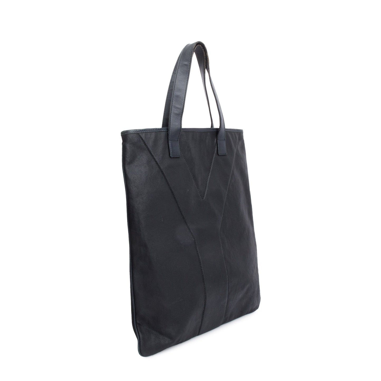 YSL Saint Laurent Stitch Tanger Shopping Tote Leather Black Tote Bag