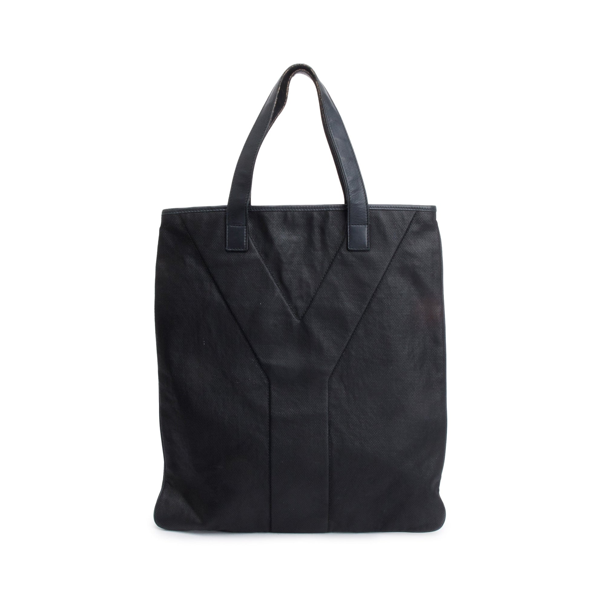 YSL Saint Laurent Stitch Tanger Shopping Tote Leather Black Tote Bag