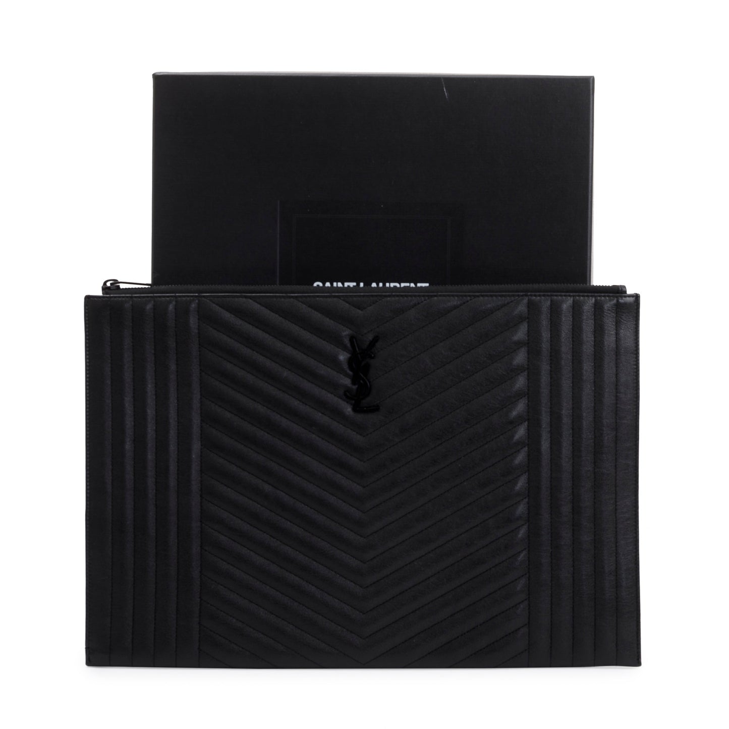 YSL Saint Laurent Mixed Classic Zipped Document Holder Travel Bag Matelasse Monogram