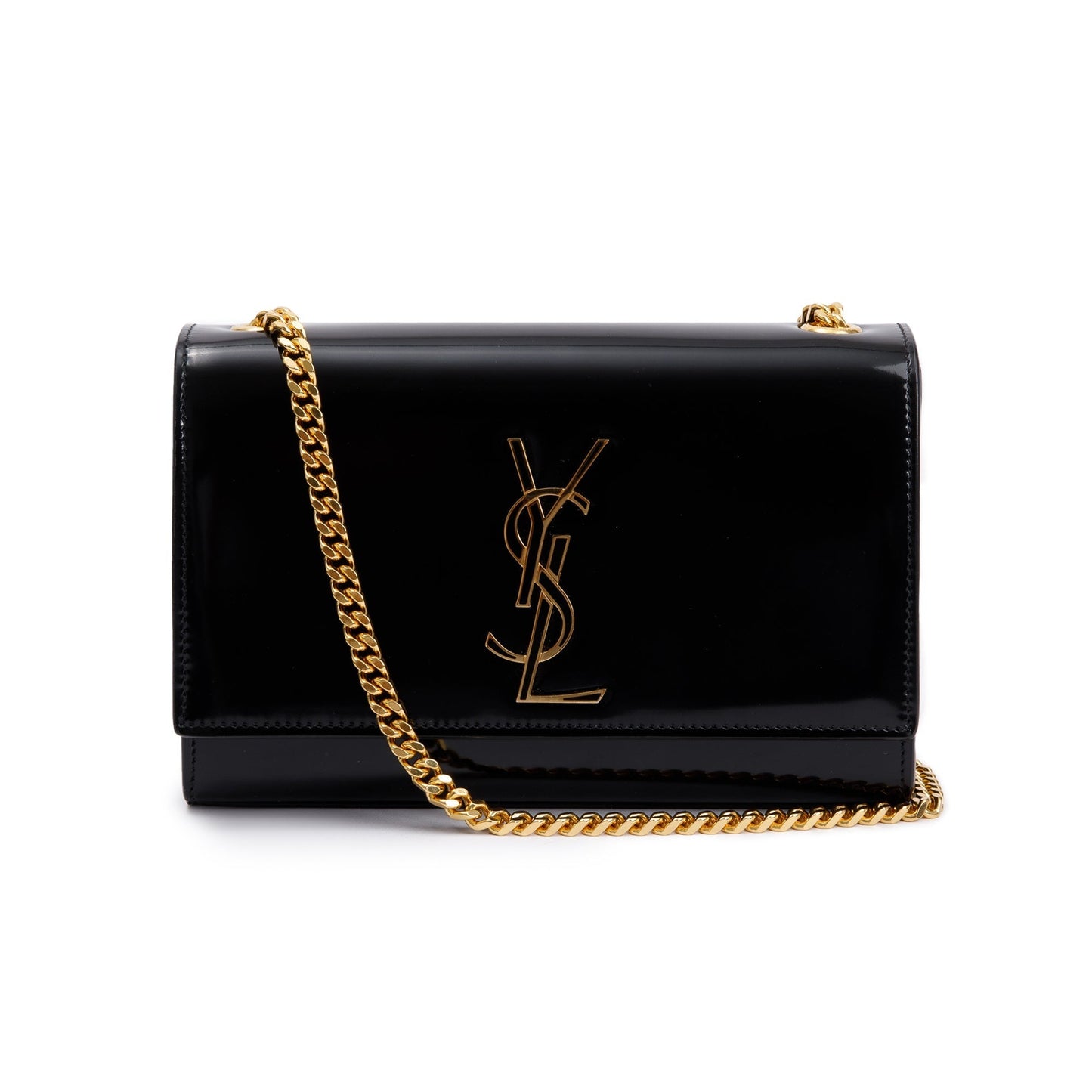 YSL Saint Laurent Patent Kate Bag Leather Black Travel Bag