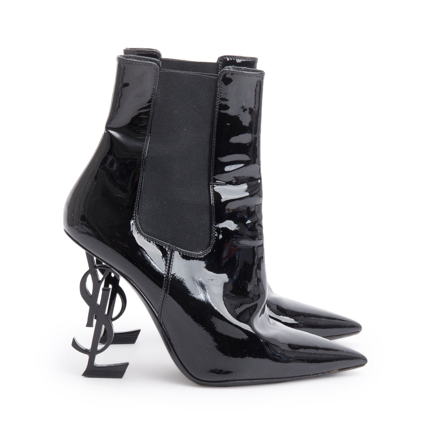 YSL Saint Laurent Patent Opyum Booties Size Travel Bag Leather Black Shoes