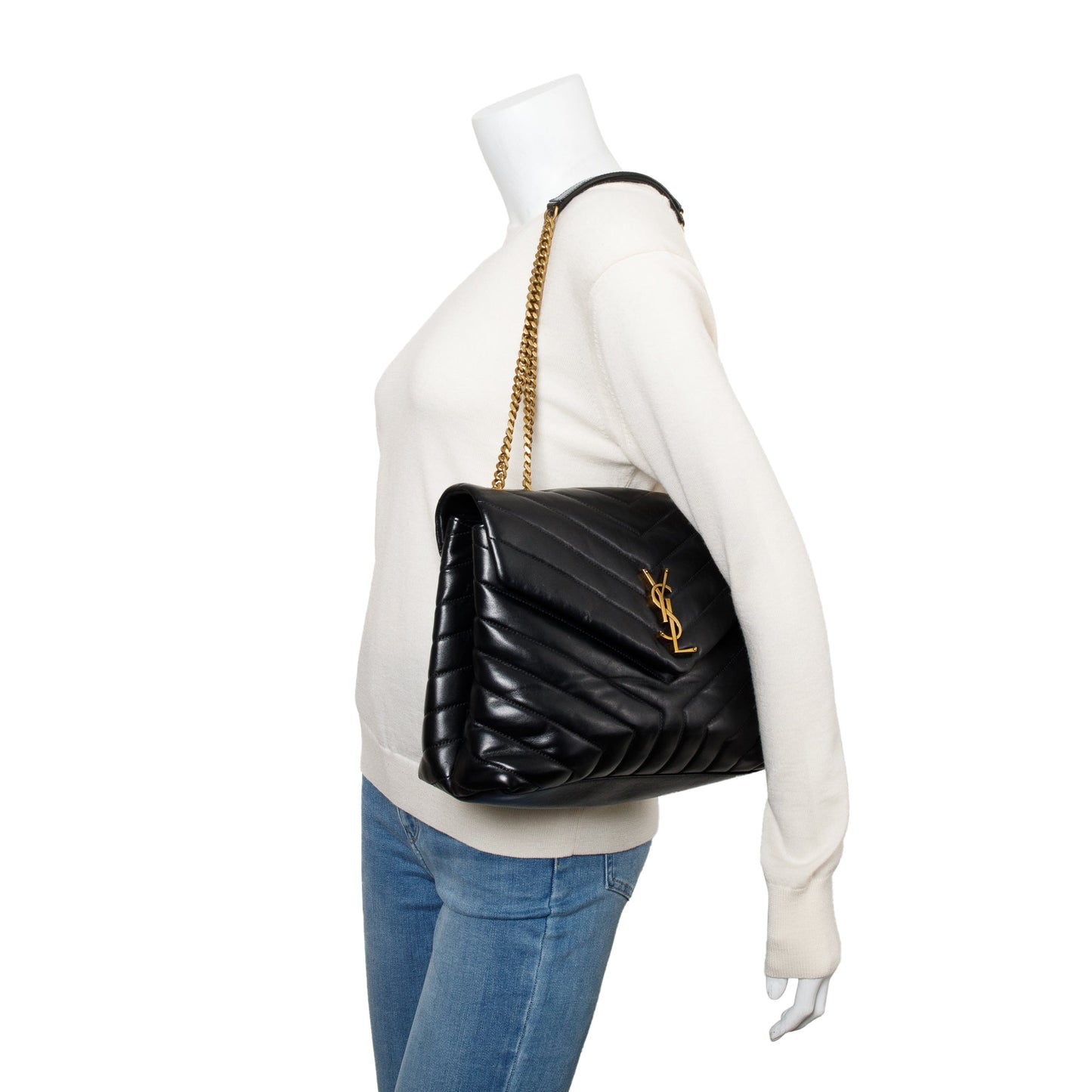 YSL Saint Laurent Calfskin Medium Loulou Shoulder Bag Leather Quilted