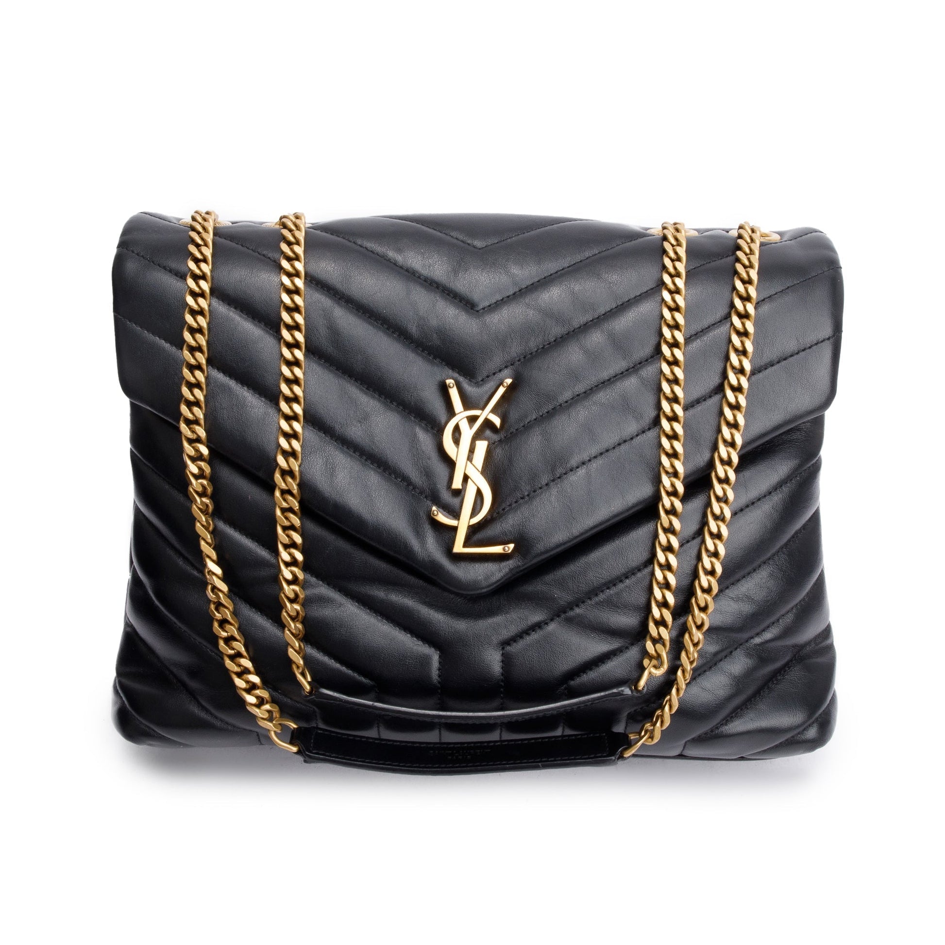 YSL Saint Laurent Calfskin Medium Loulou Shoulder Bag Leather Quilted