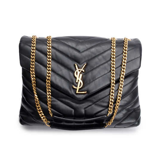 YSL Saint Laurent Calfskin Medium Loulou Shoulder Bag Leather Quilted