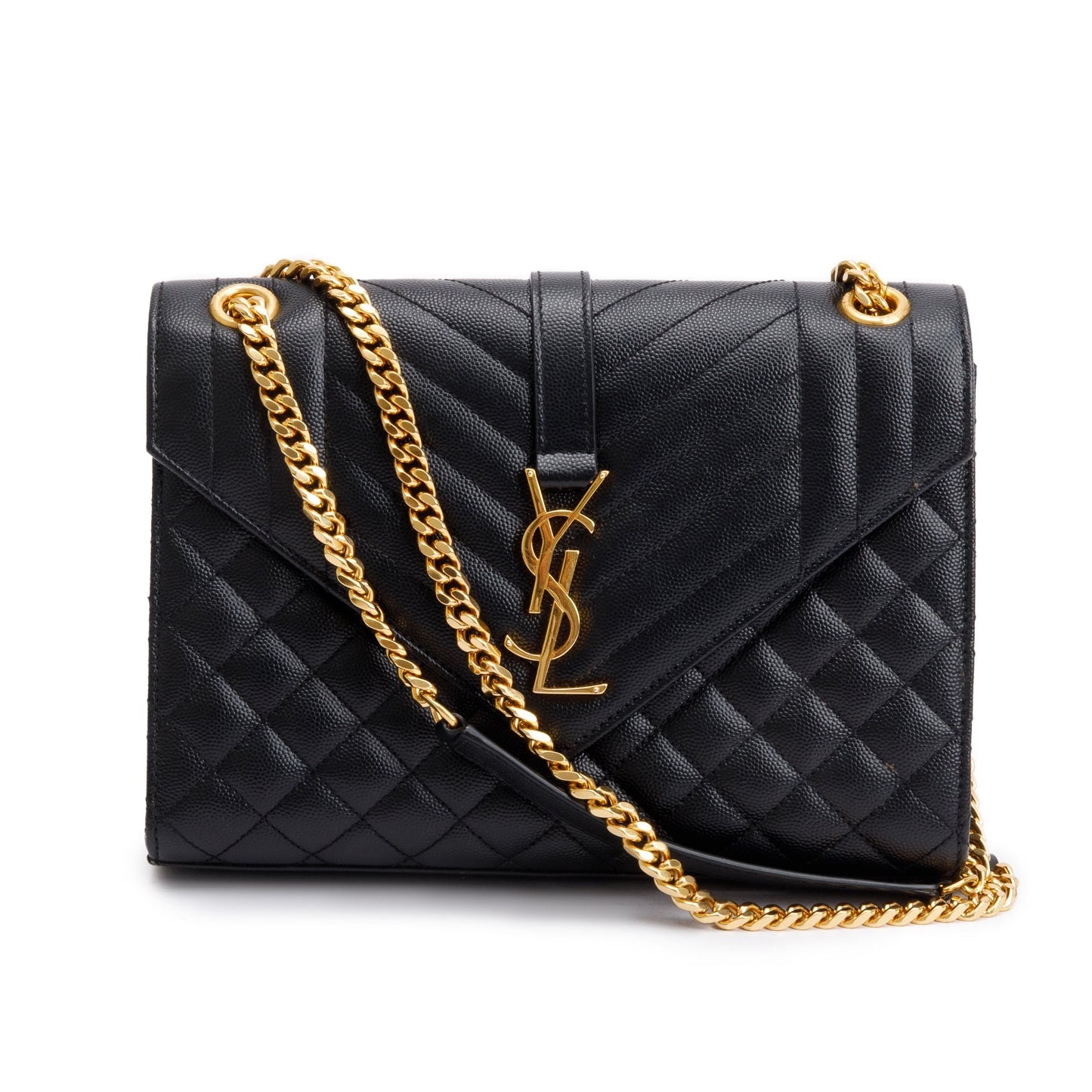 YSL Saint Laurent Grain De Poudre Medium Envelope Chain Bag Leather Quilted Travel Bag Bag 52383