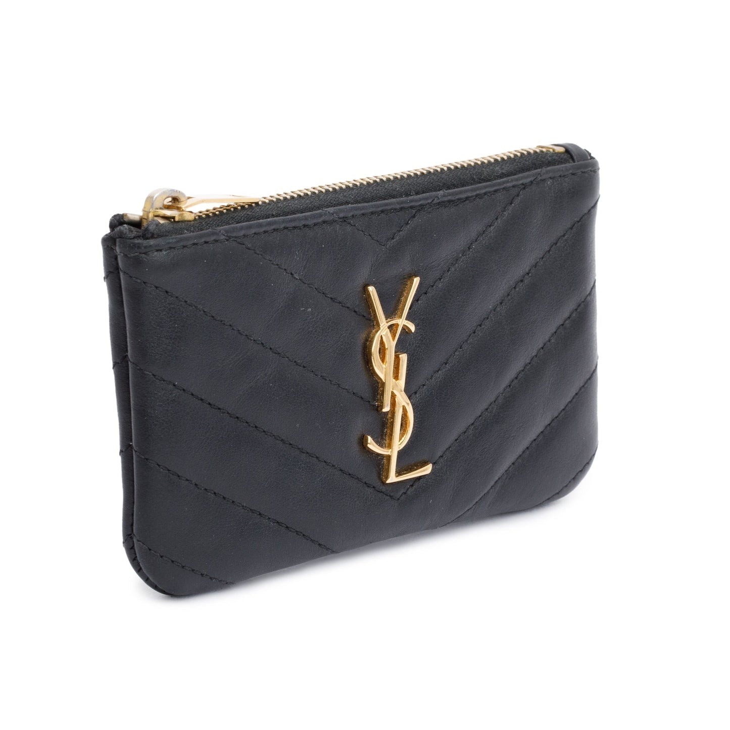 YSL Saint Laurent Smooth Cassandre Key Pouch Travel Bag Leather Matelasse