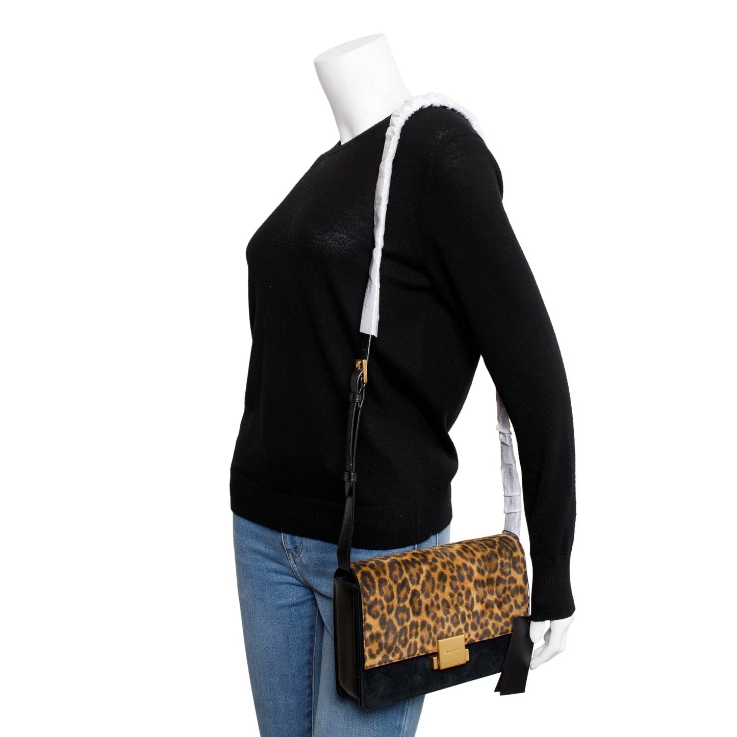 YSL Saint Laurent Smooth Leopard Print Medium Bellechase Bag Leather Suede Travel Bag