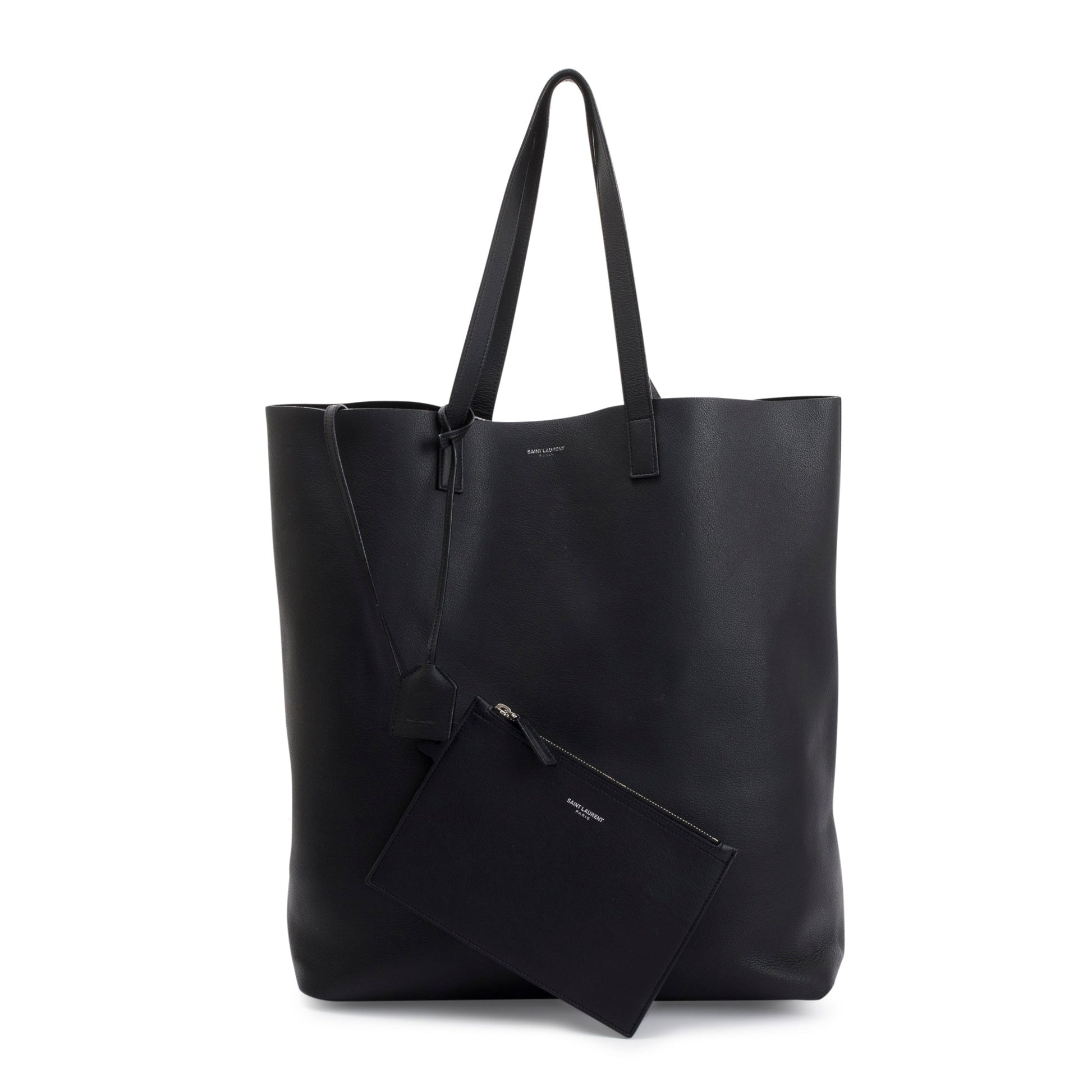 YSL Saint Laurent Soft Calfskin N S Shopping Tote Leather Black Tote Bag