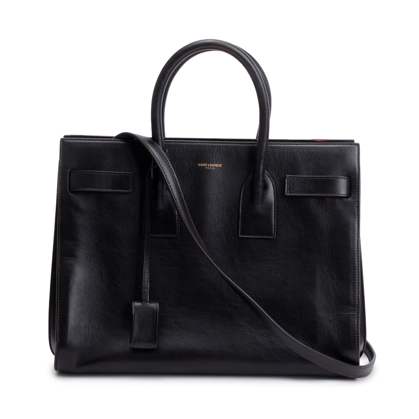 YSL Saint Laurent Supple Sac De Jour Travel Bag Leather Black