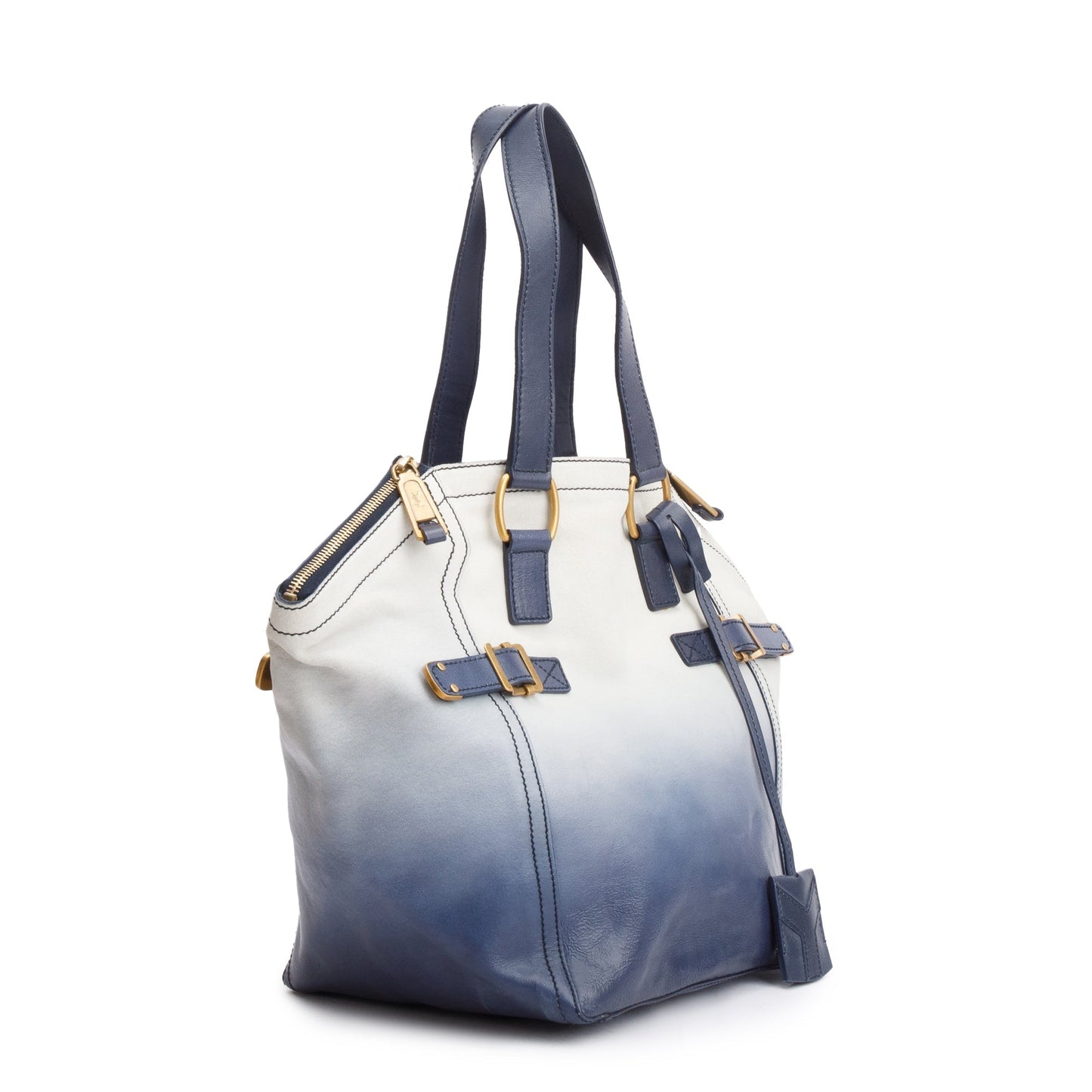 YSL Saint Laurent Ombre Downtown Tote Leather Blue Tote Bag