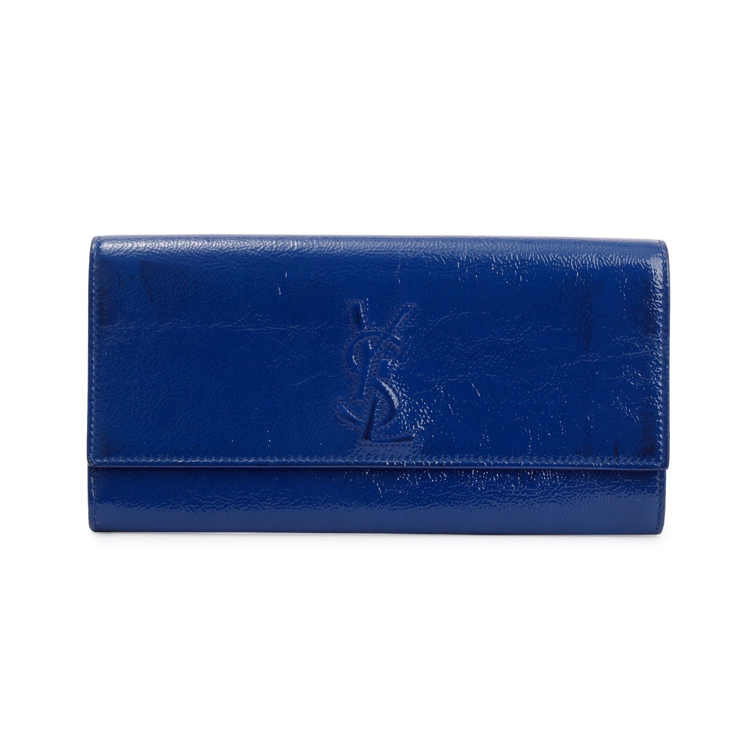 YSL Saint Laurent Patent Belle De Jour Clutch Leather Blue Clutch Bag