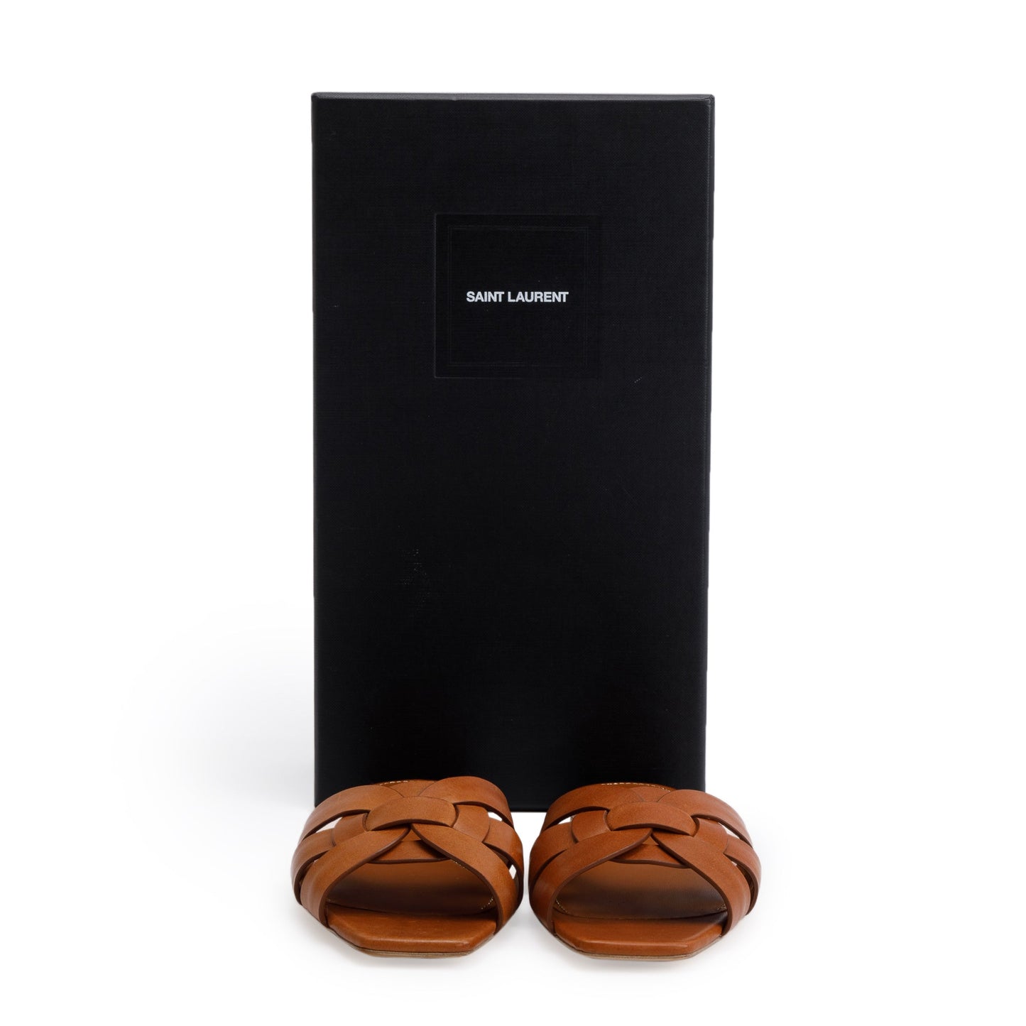 YSL Saint Laurent Smooth Tribute Mules Size Travel Bag Leather Brown