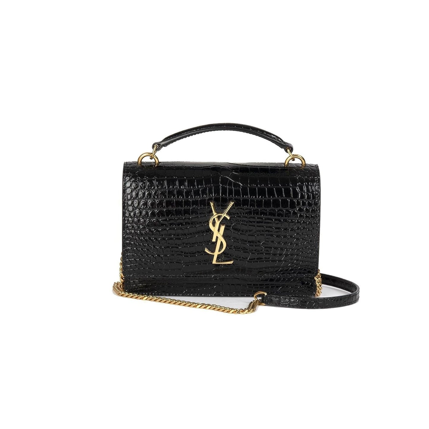 YSL Saint Laurent Crocodile Embossed Sunset Wallet Bag Monogram Chain Travel Bag
