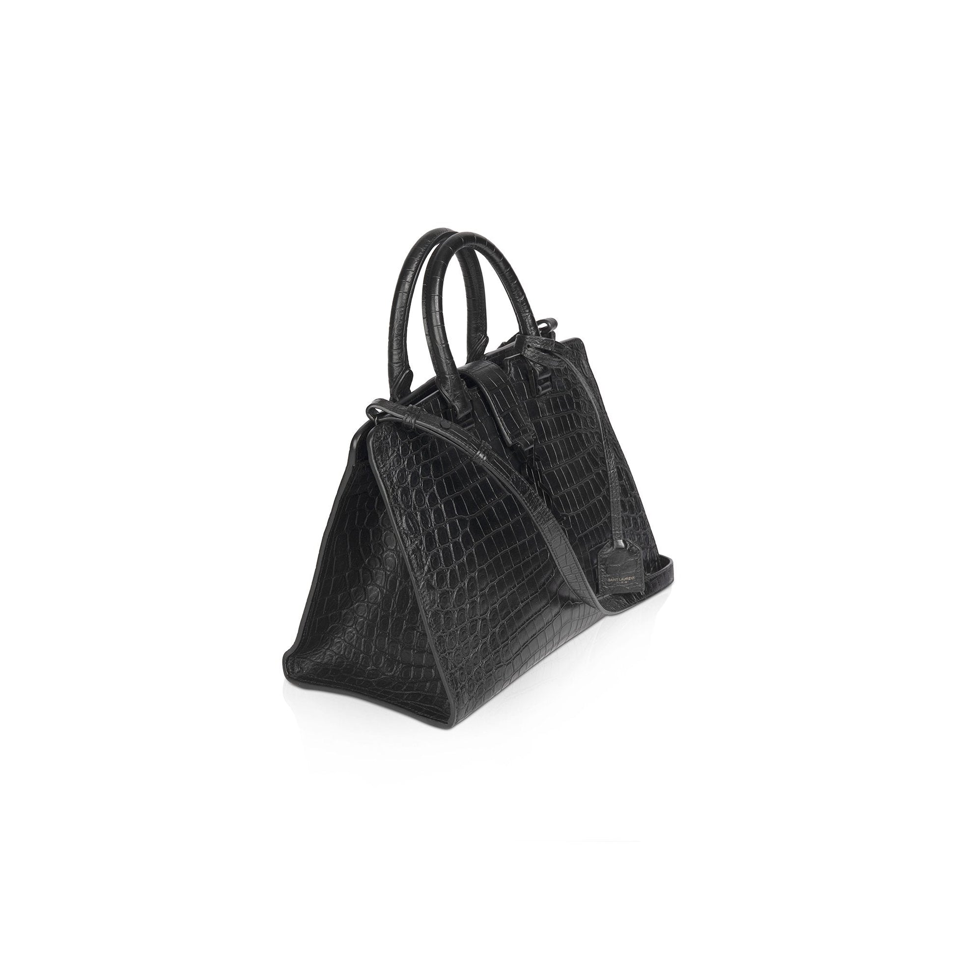 YSL Saint Laurent Crocodile Embossed Cabas Bag Small Travel Bag