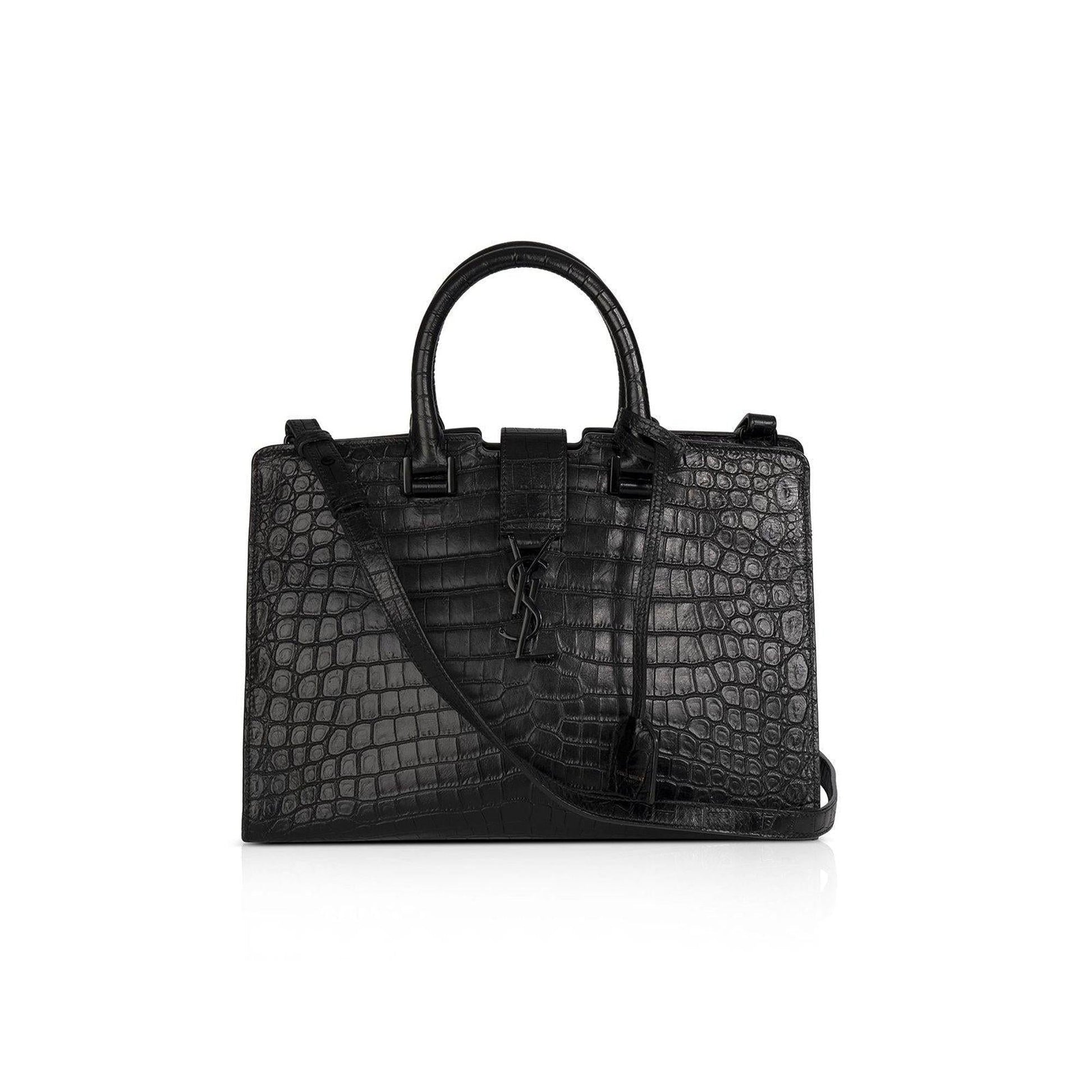 YSL Saint Laurent Crocodile Embossed Cabas Bag Small Travel Bag
