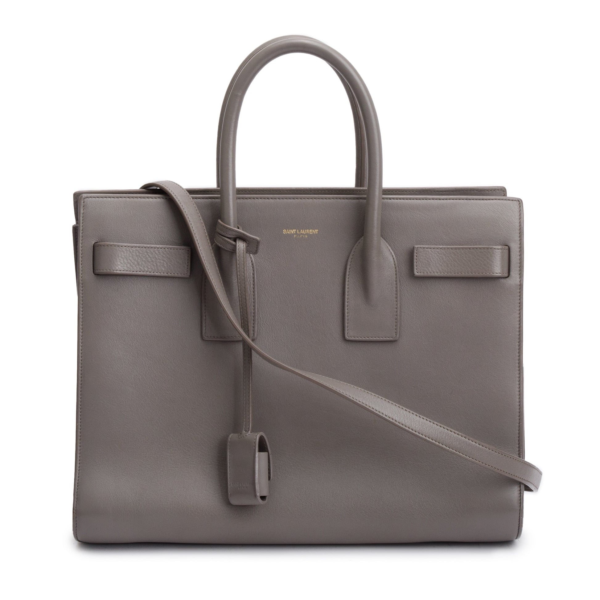 YSL Saint Laurent Grey Sac De Jour Travel Bag Leather Small