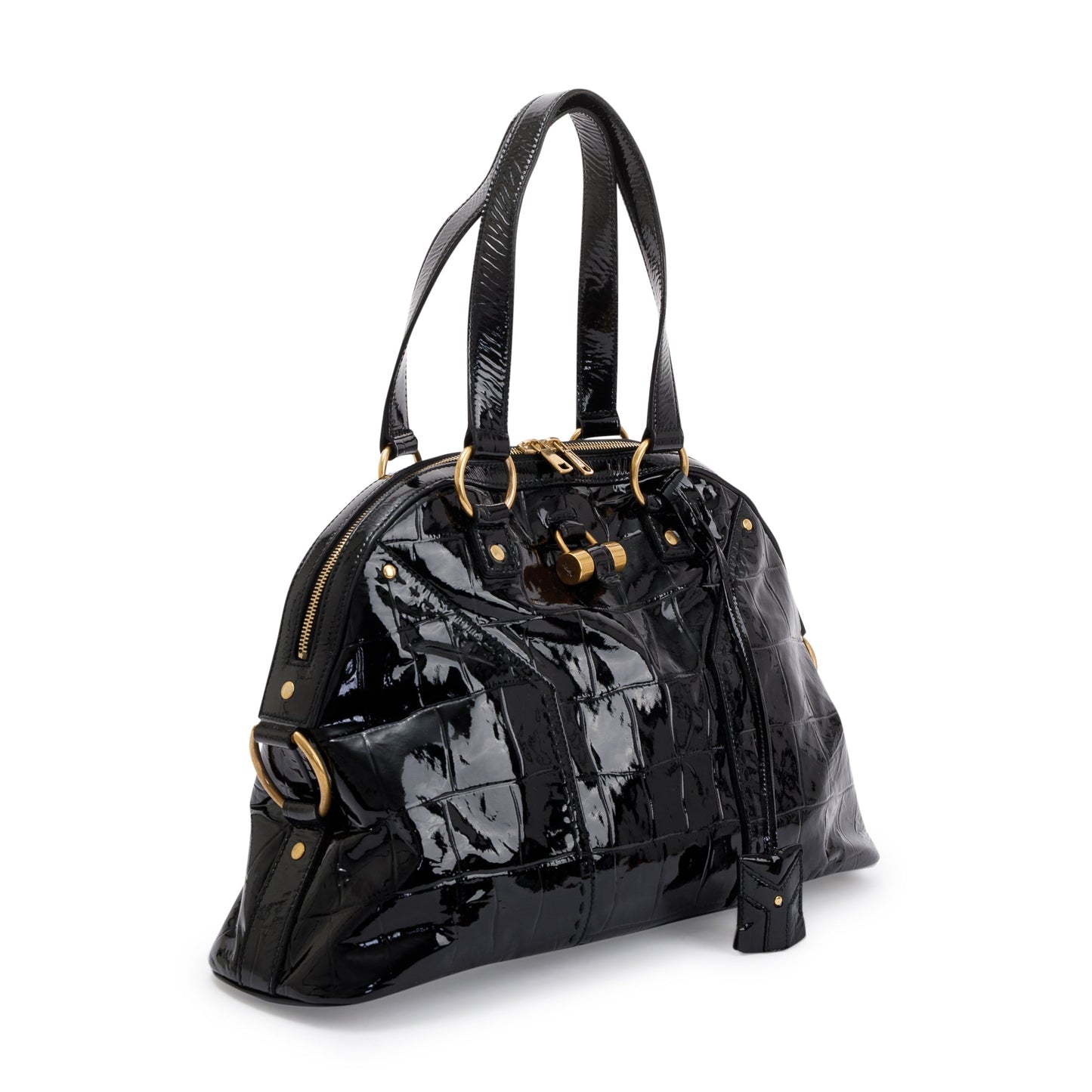 YSL Saint Laurent Patent Bag Leather Black Travel Bag
