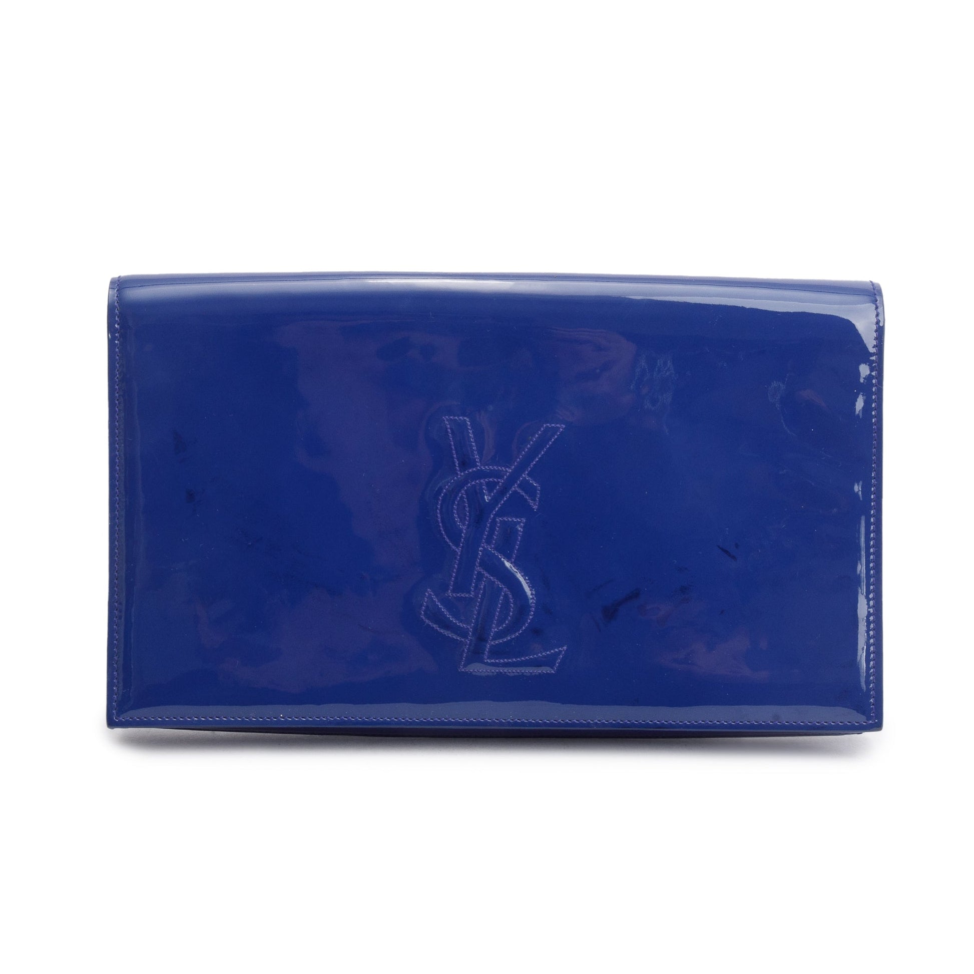 YSL Saint Laurent Patent Belle De Jour Clutch Leather Blue Clutch Bag Clutch 57156