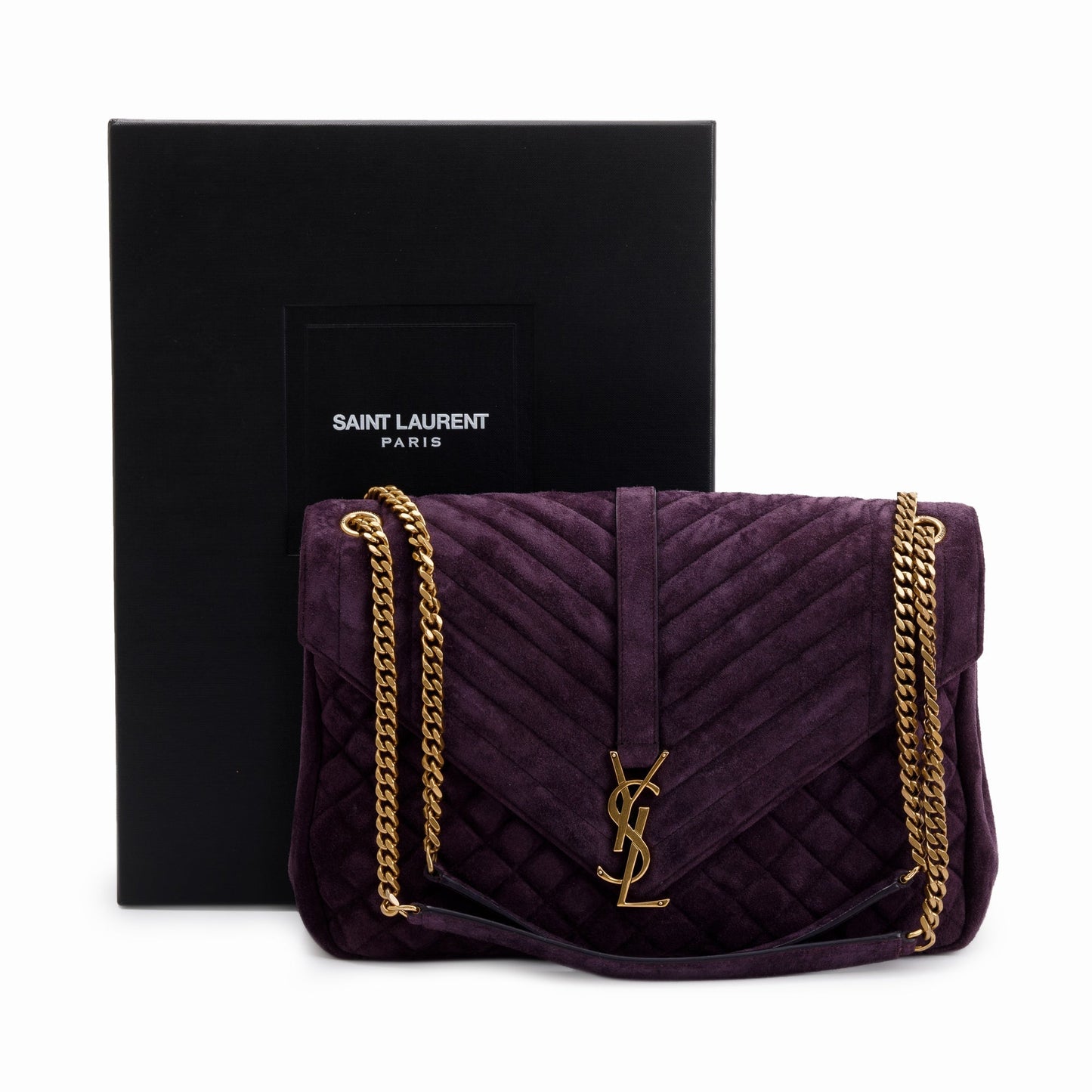 YSL Saint Laurent Purple Envelope Chain Bag Suede Monogram Travel Bag