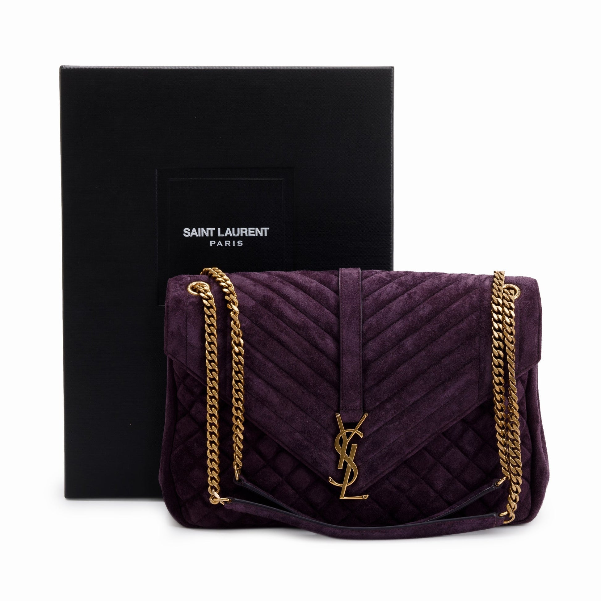 YSL Saint Laurent Purple Envelope Chain Bag Suede Monogram Travel Bag