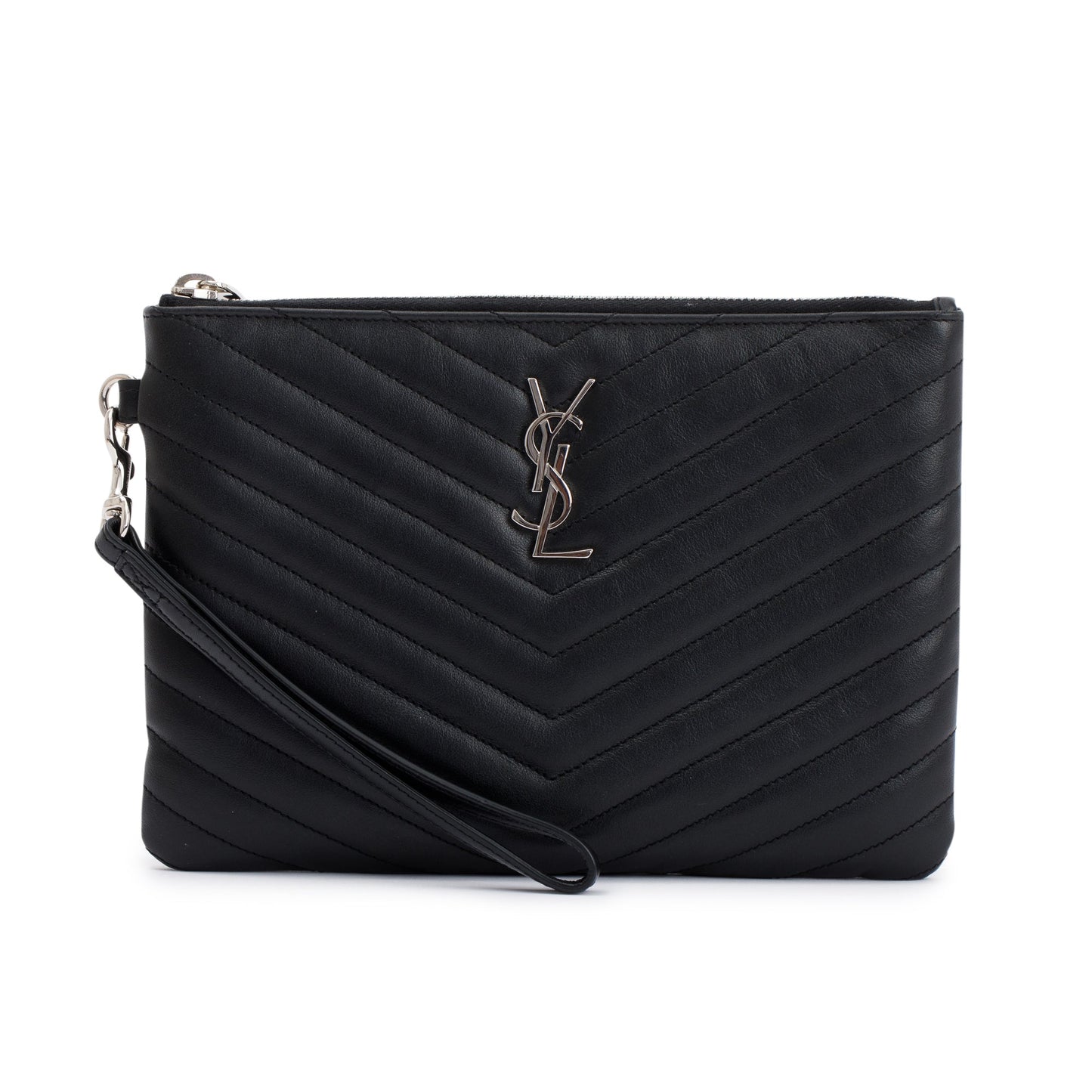 YSL Saint Laurent Cassandre Wrist Pouch Travel Bag Matelasse