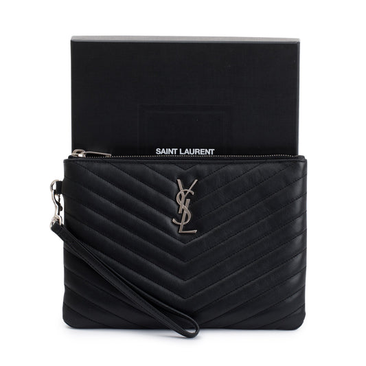 YSL Saint Laurent Cassandre Wrist Pouch Travel Bag Matelasse