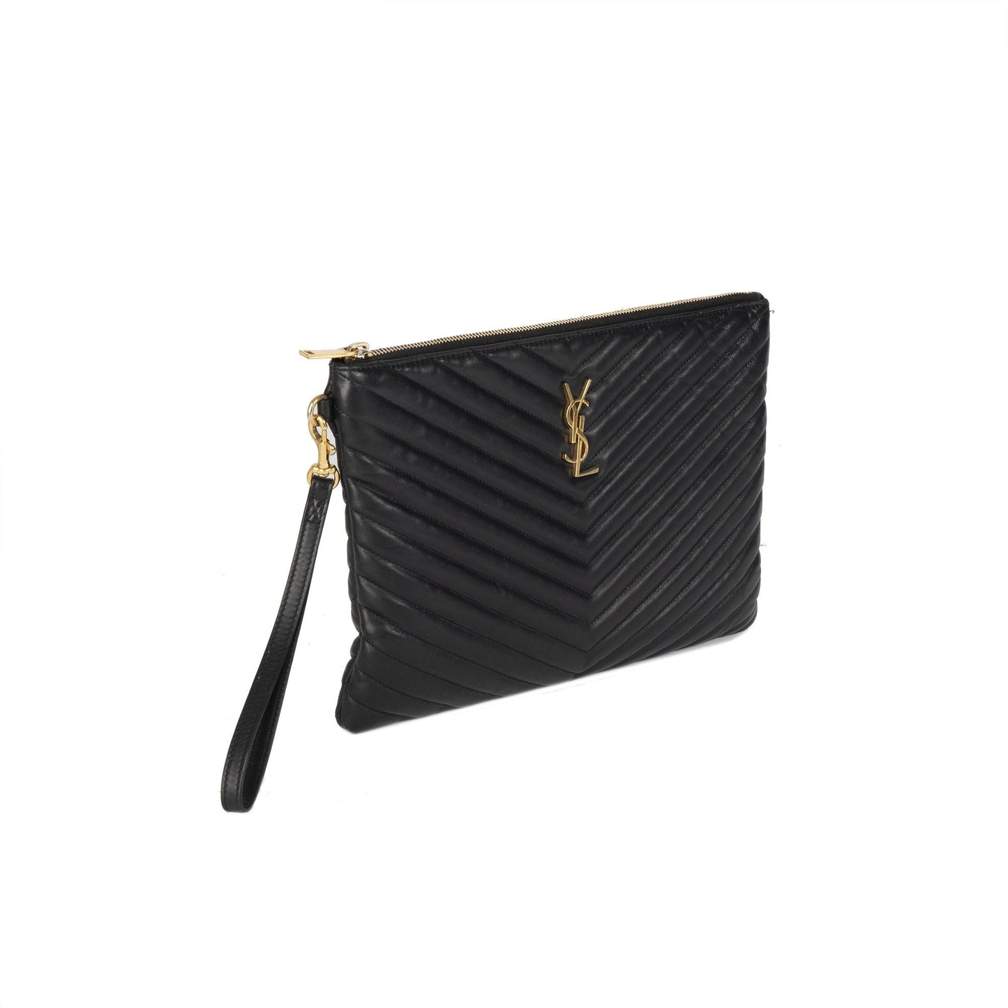 YSL Saint Laurent Wristlet Pouch Travel Bag Matelasse Monogram