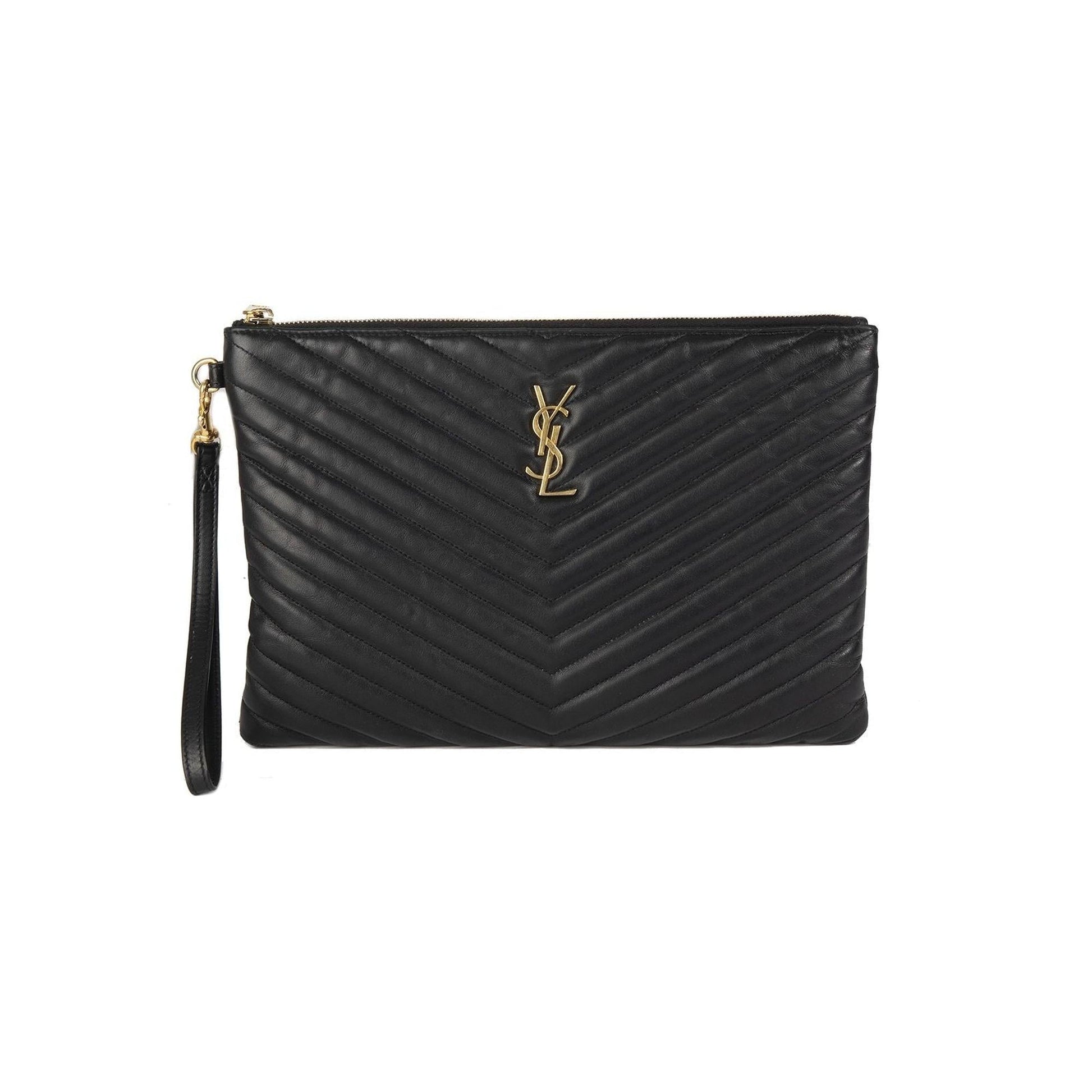 YSL Saint Laurent Wristlet Pouch Travel Bag Matelasse Monogram