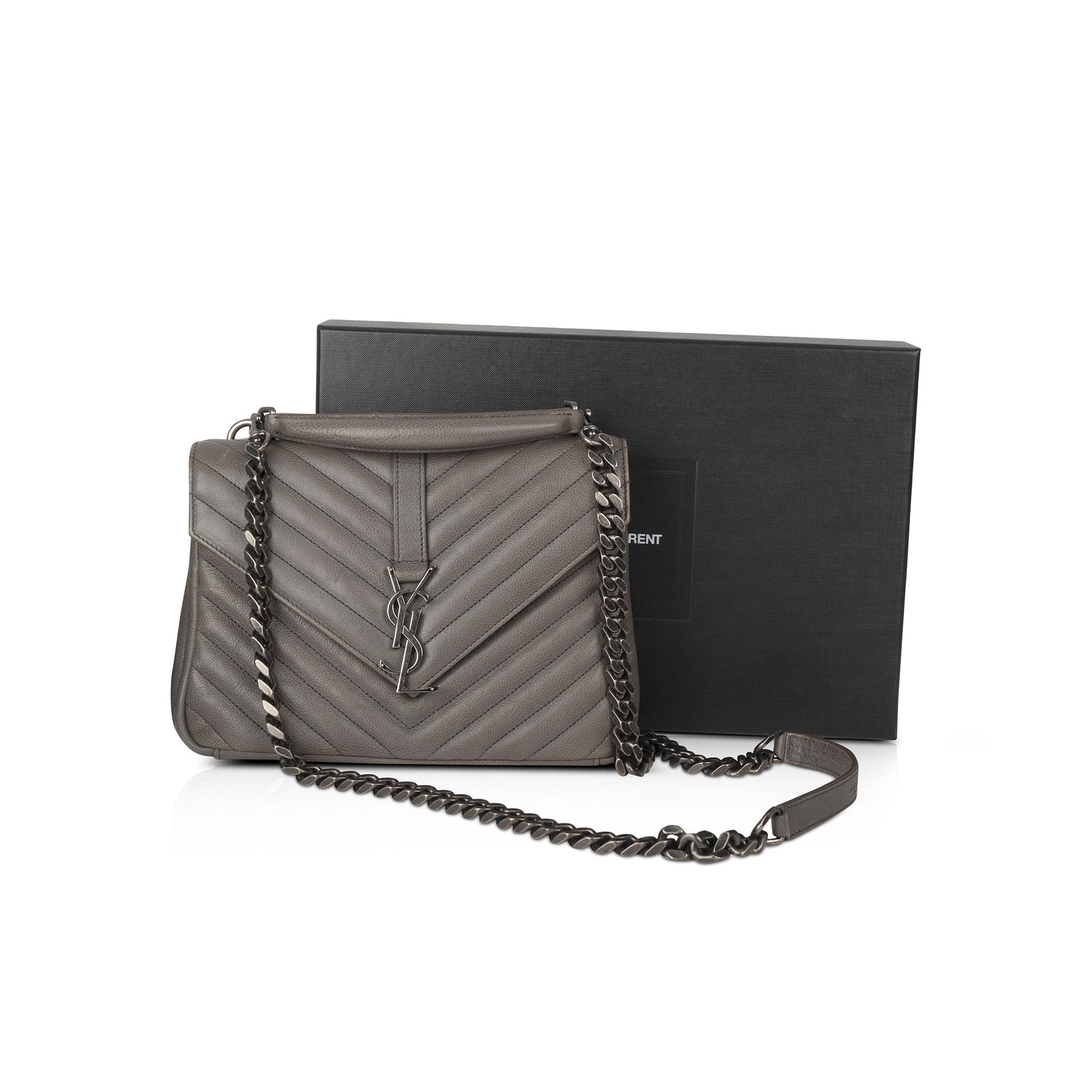 YSL Saint Laurent Chevron College Bag Medium Travel Bag