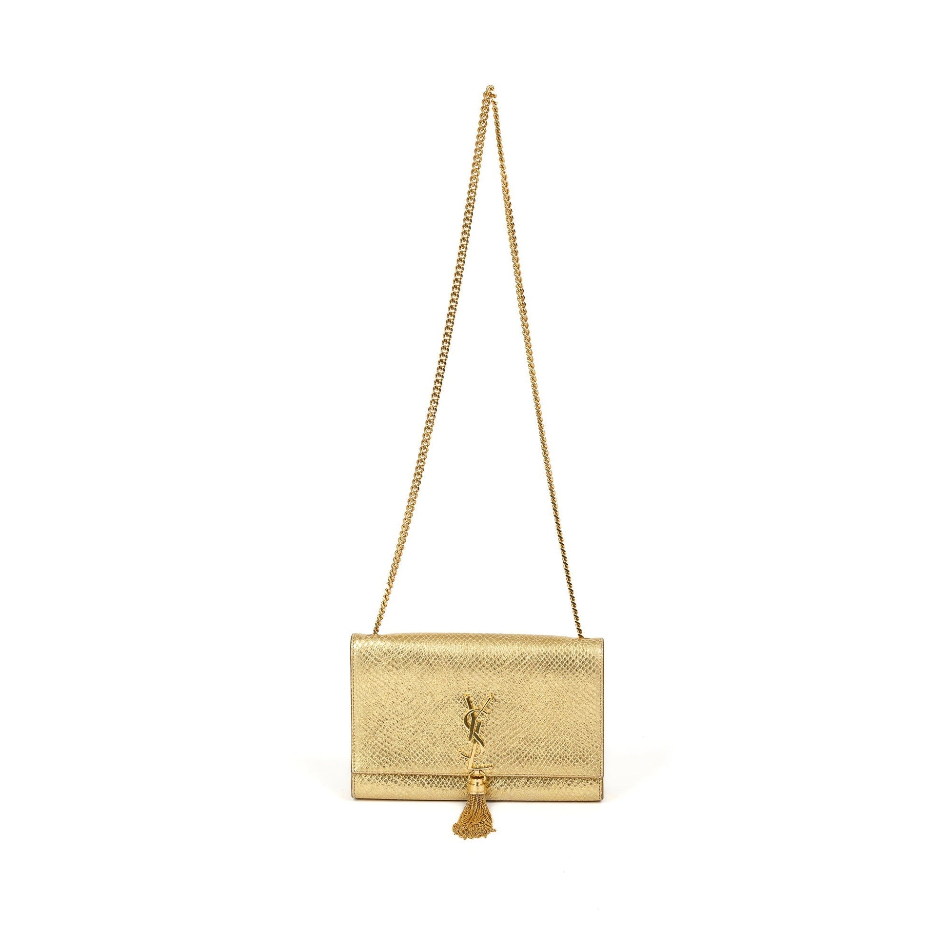 YSL Saint Laurent Python Embossed Kate Tassel Bag Monogram Medium Travel Bag