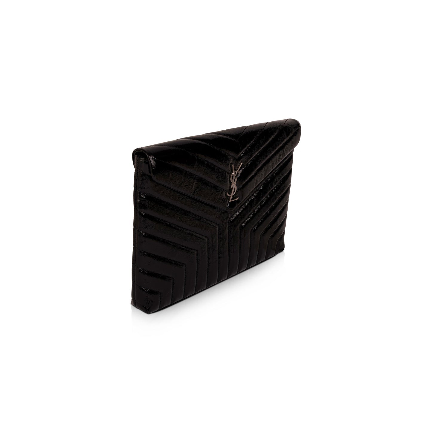 YSL Saint Laurent Patent Loulou Document Clutch Leather Monogram Clutch Bag