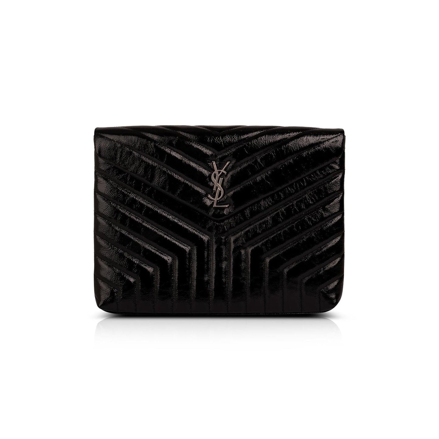 YSL Saint Laurent Patent Loulou Document Clutch Leather Monogram Clutch Bag