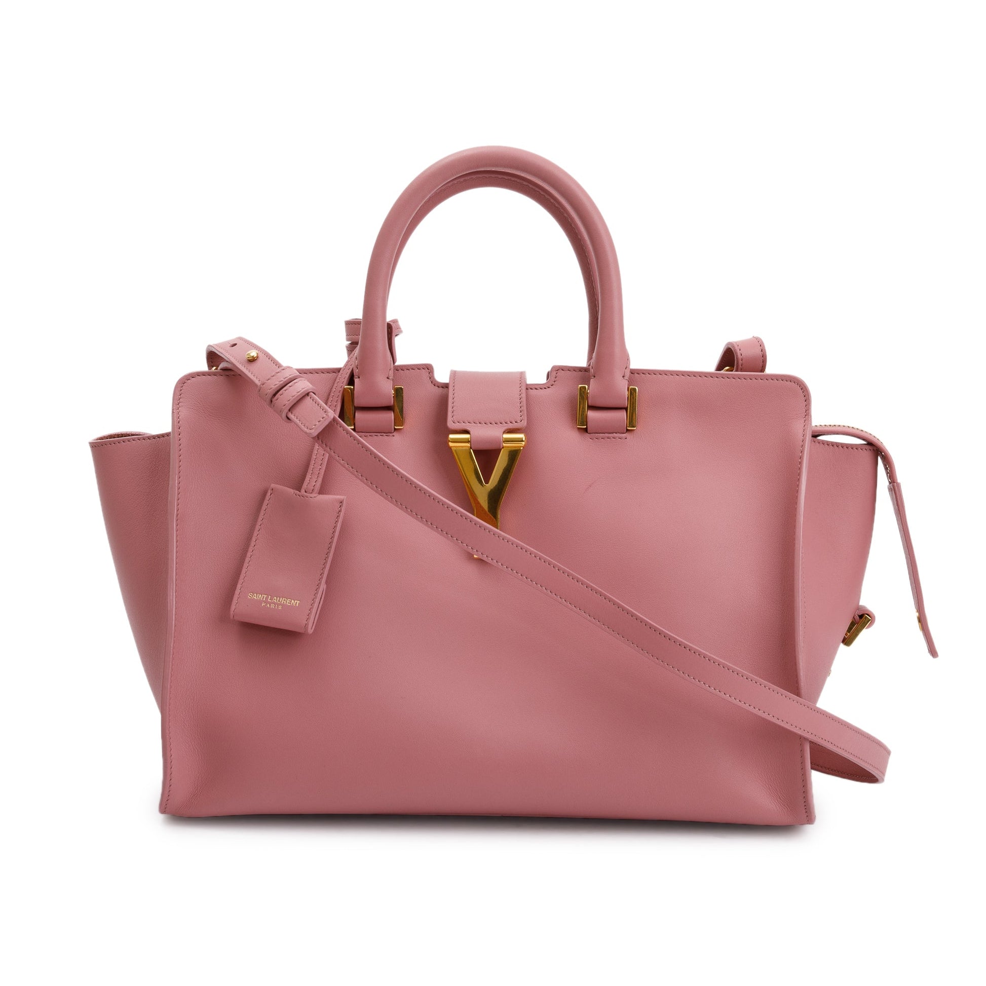 YSL Saint Laurent Calfskin Cabas Tote Bag Leather Pink